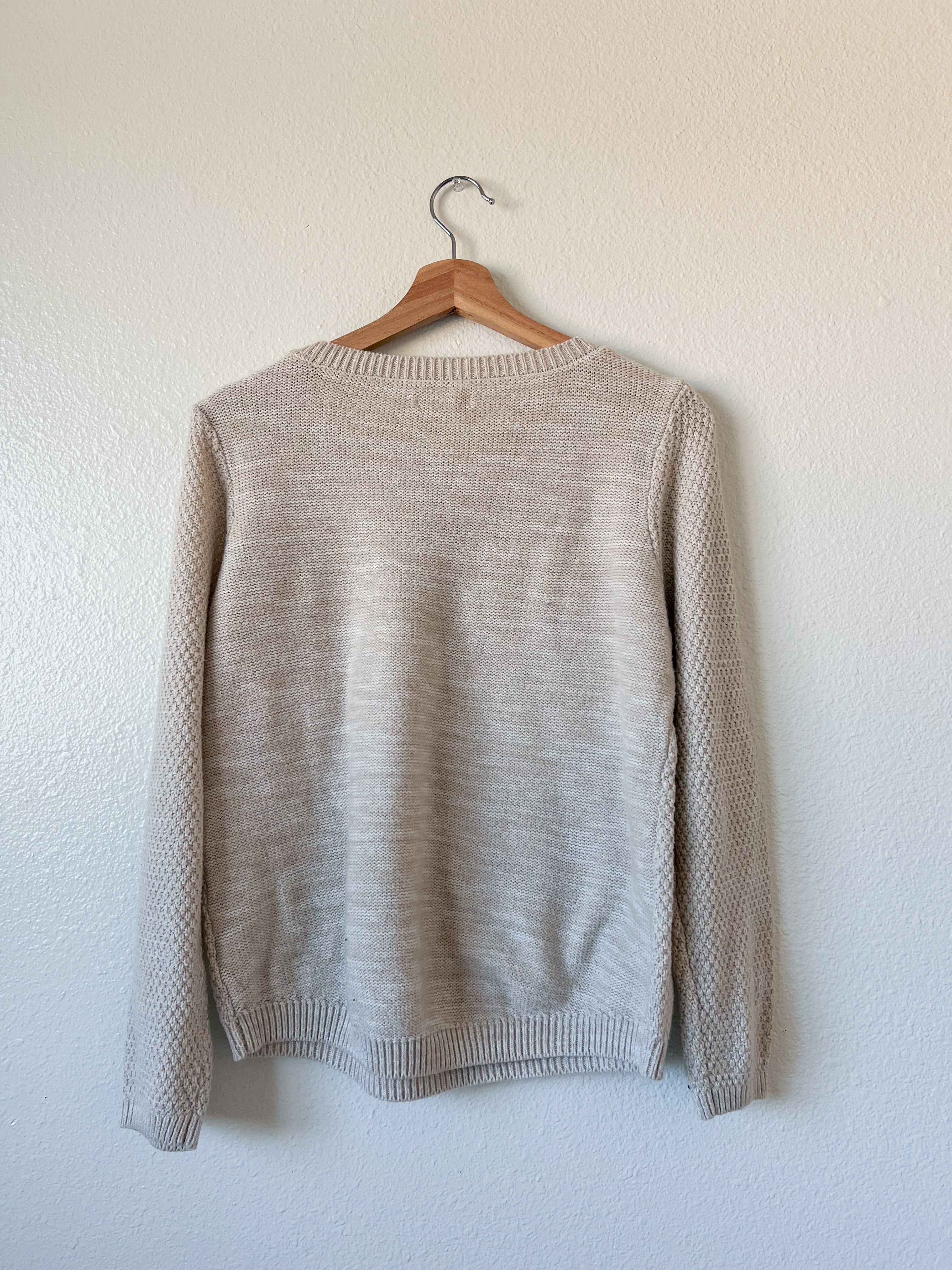 Oatmeal Colored Sweater - Size L