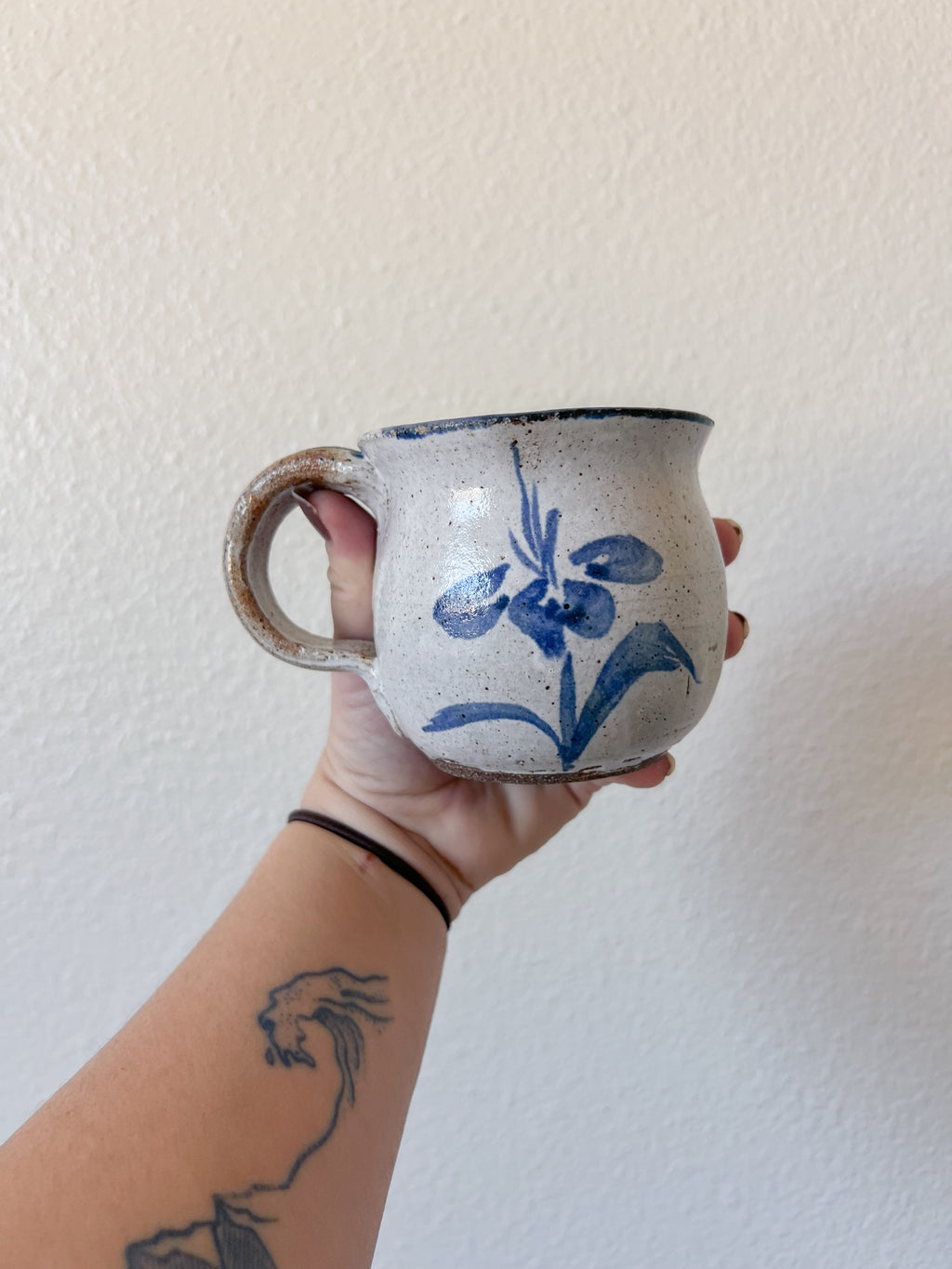 Blue Floral Stoneware Mug