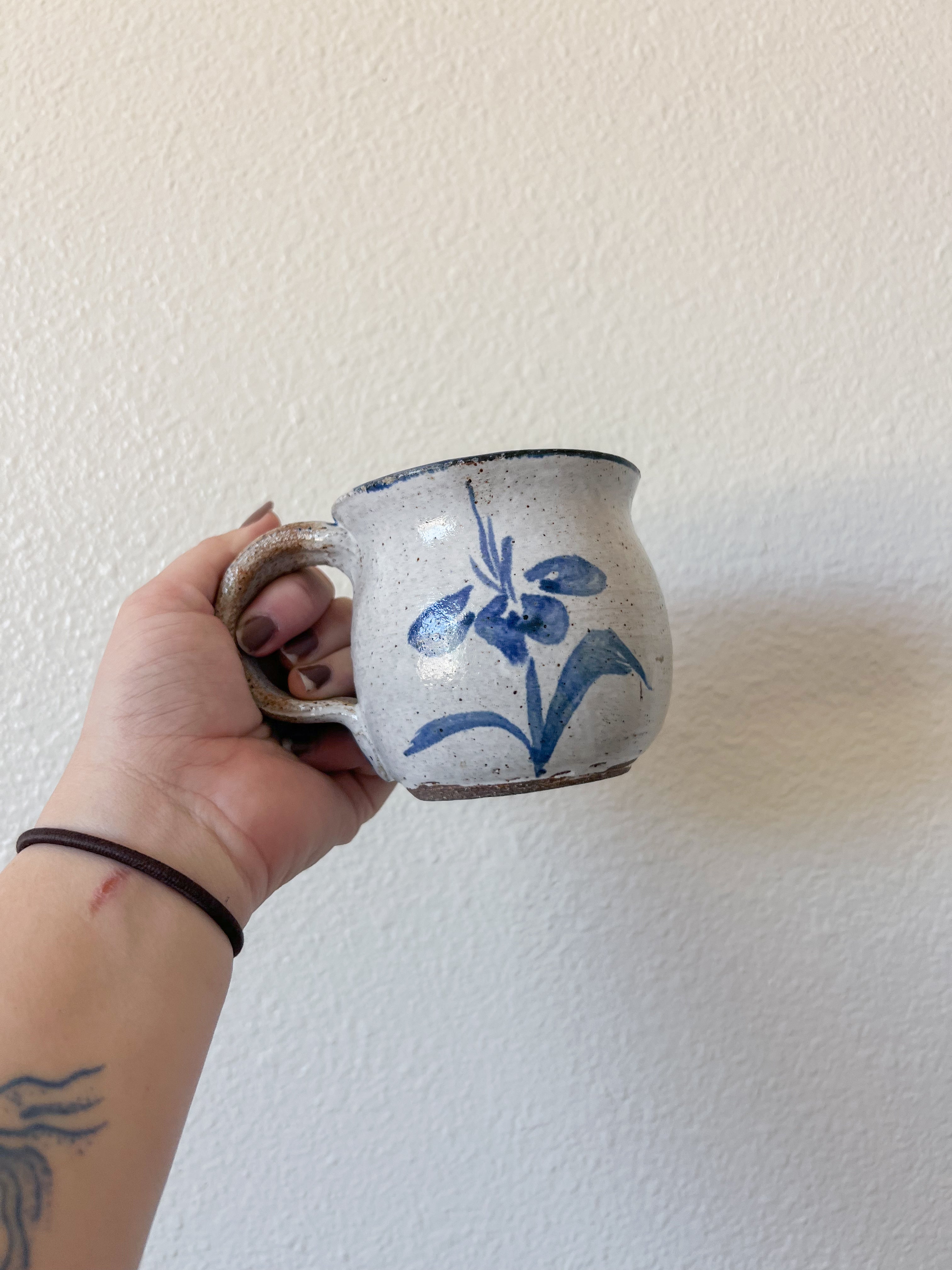 Blue Floral Stoneware Mug