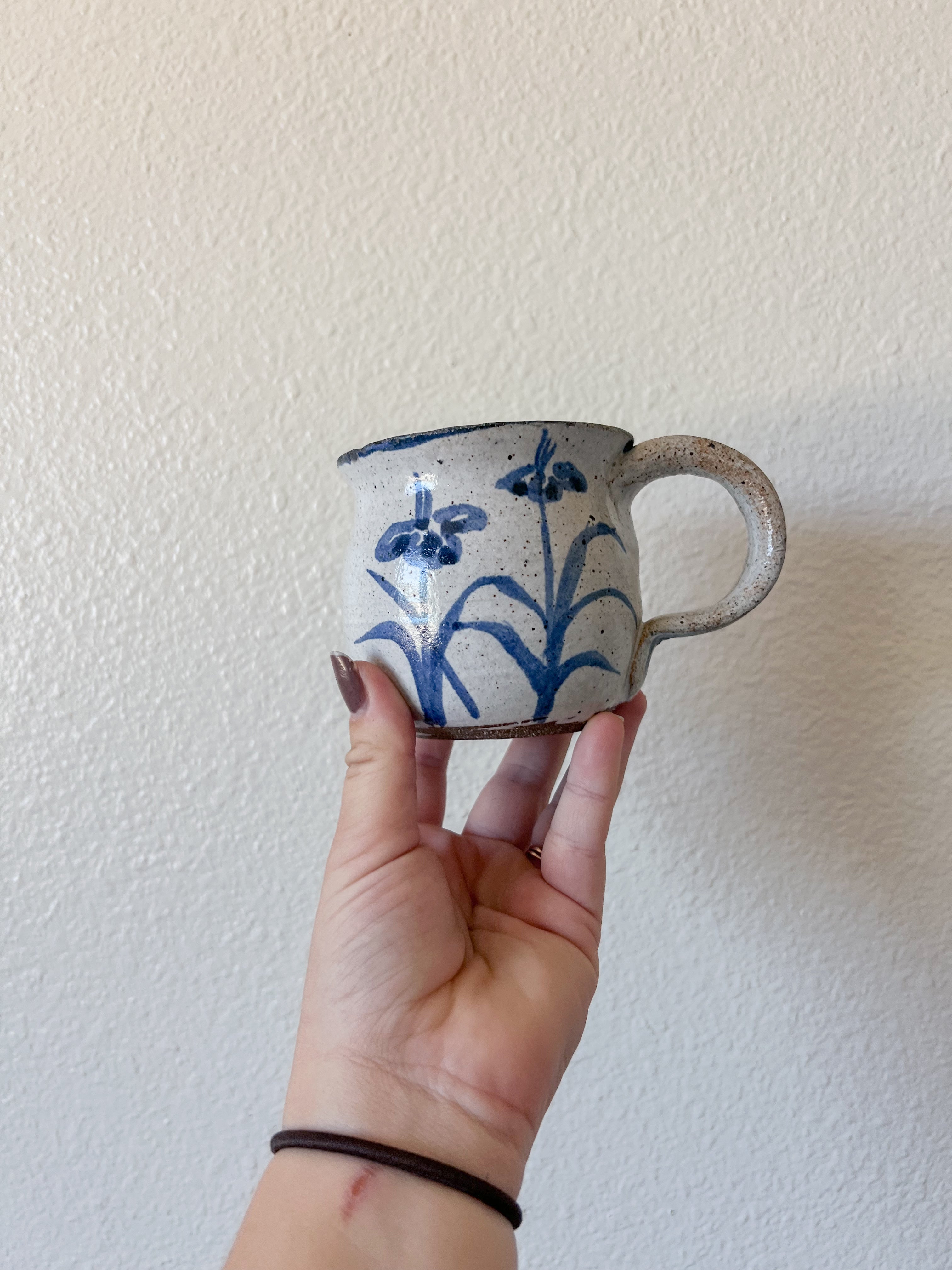 Blue Floral Stoneware Mug