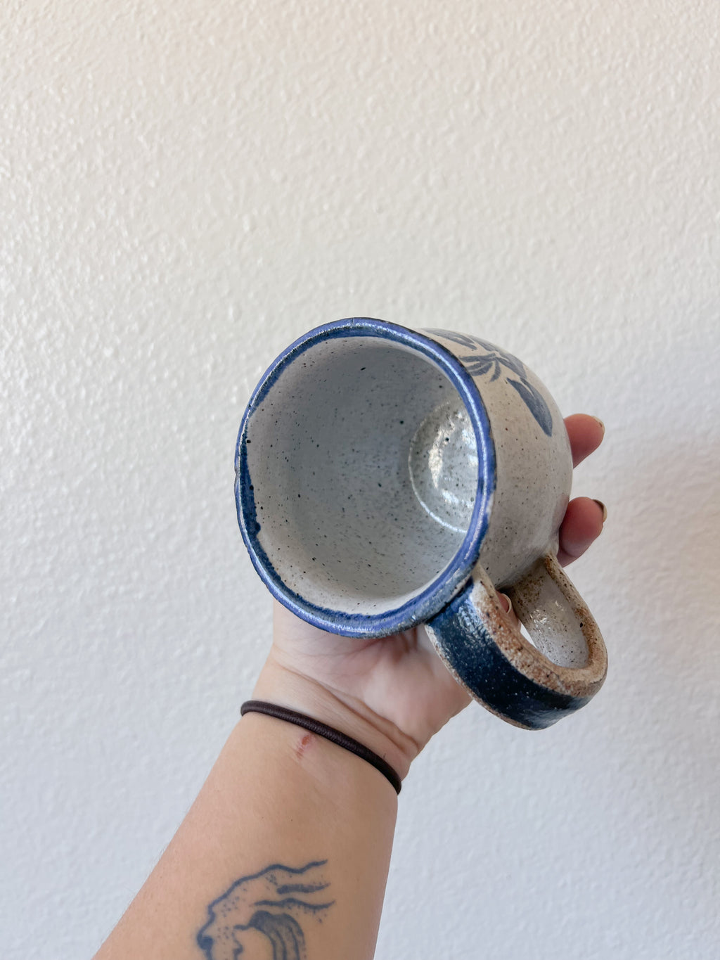 Blue Floral Stoneware Mug