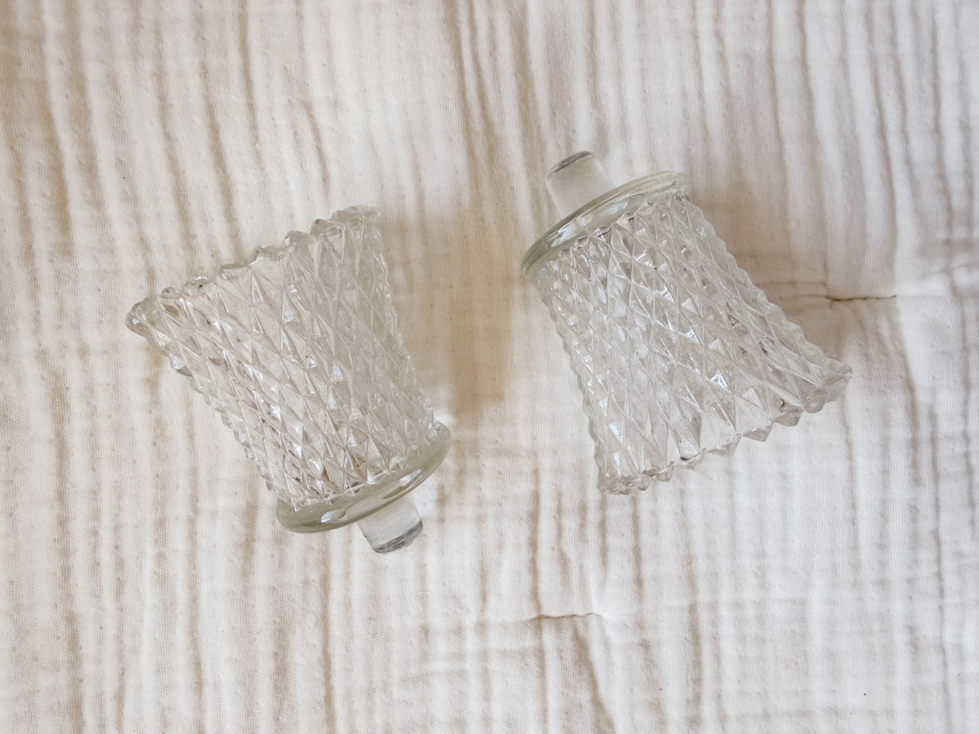 Pair of Clear Glass Peg Votives