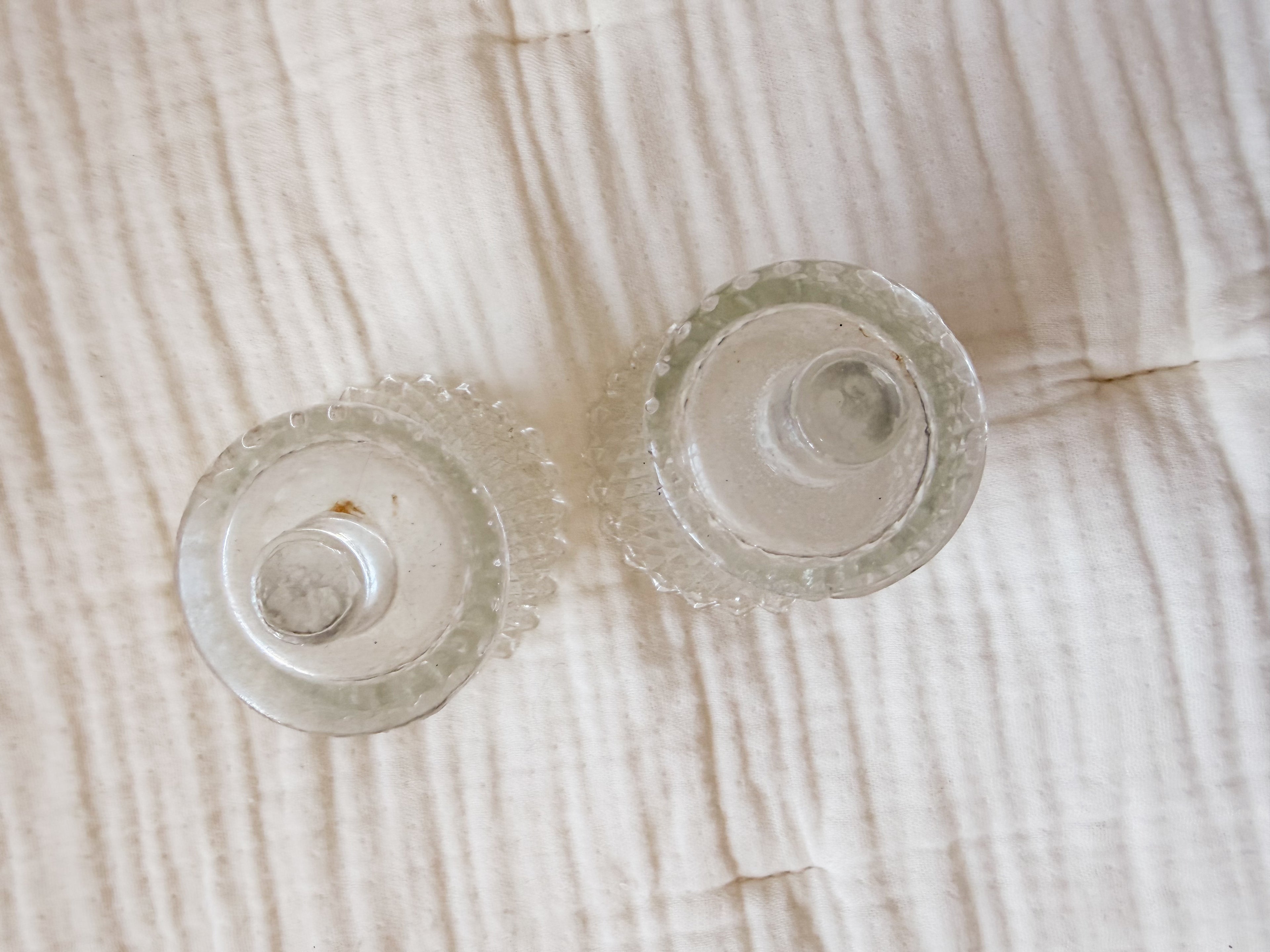 Pair of Clear Glass Peg Votives