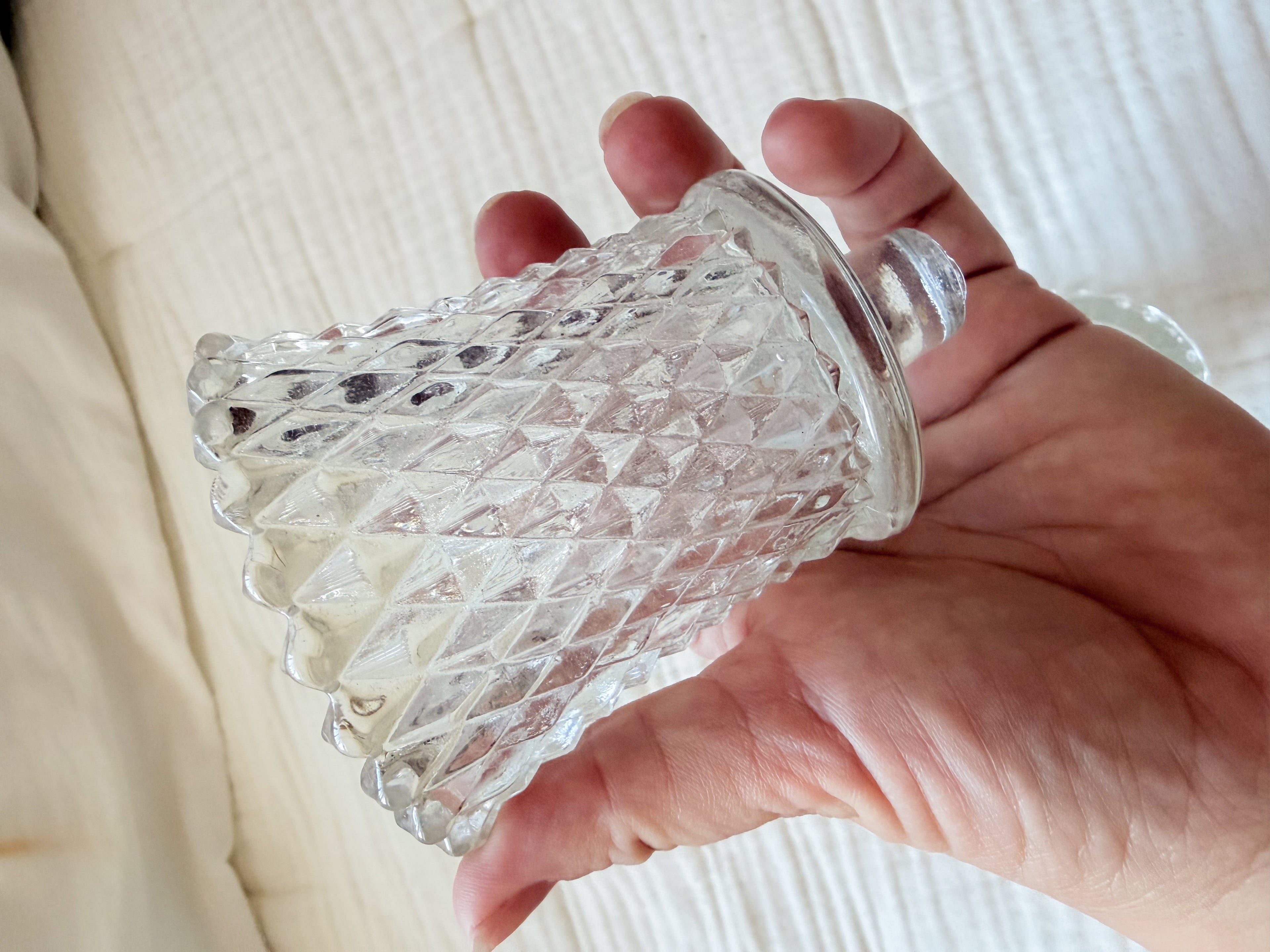 Pair of Clear Glass Peg Votives