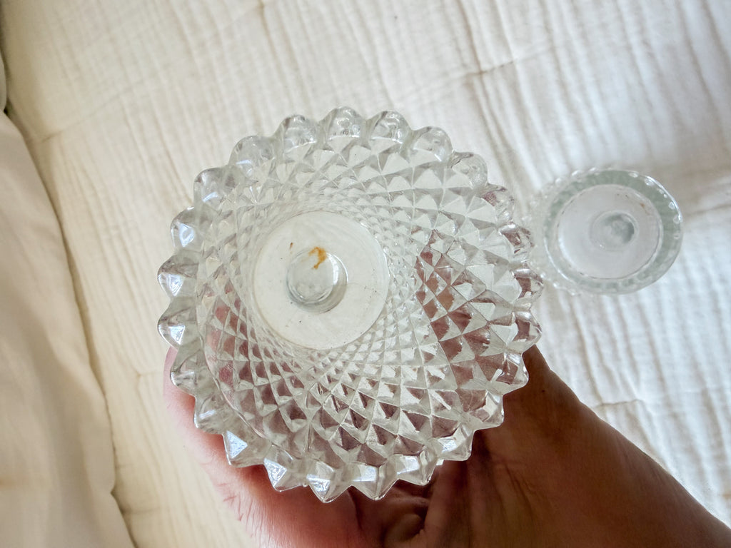 Pair of Clear Glass Peg Votives