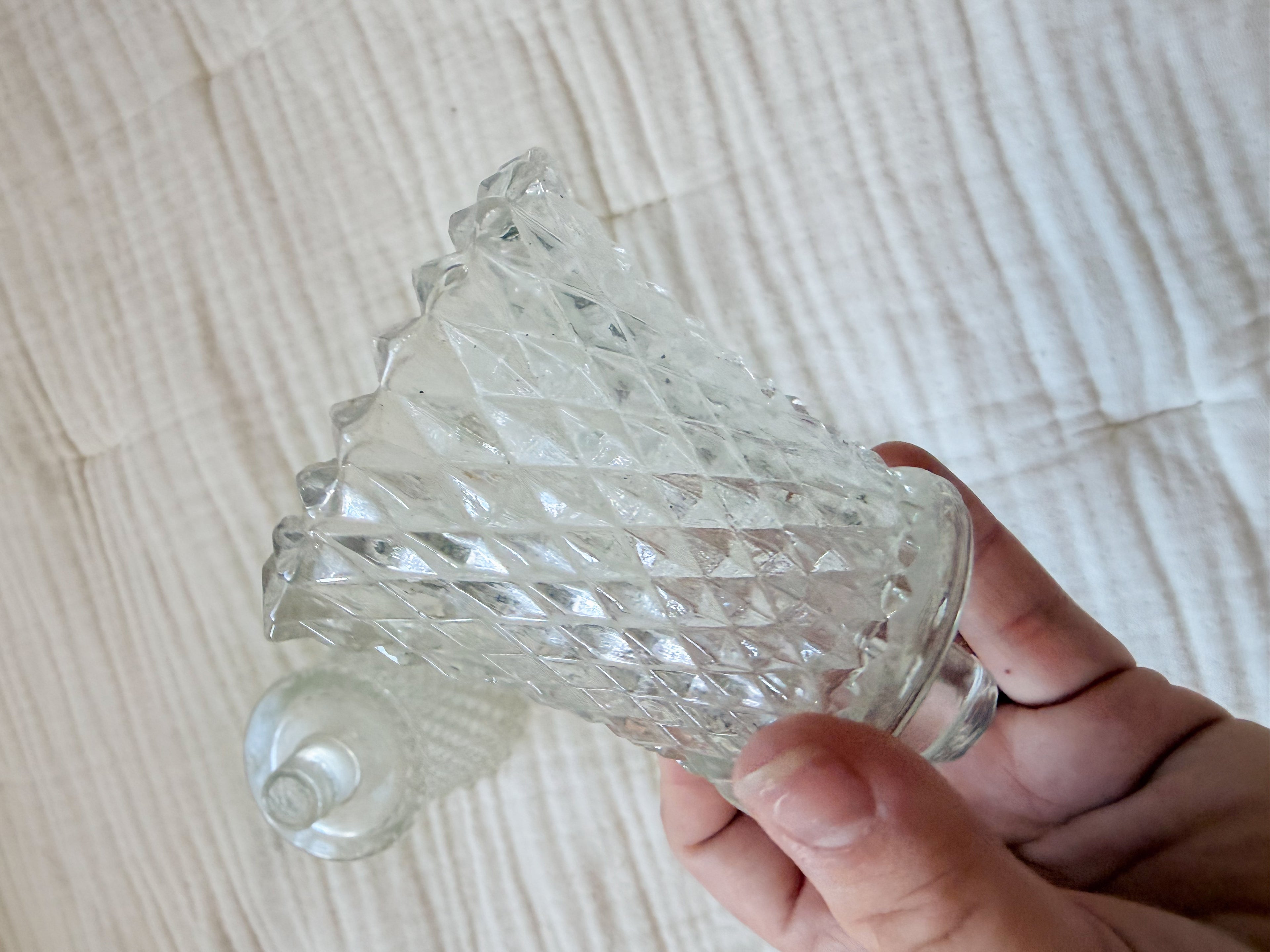 Pair of Clear Glass Peg Votives