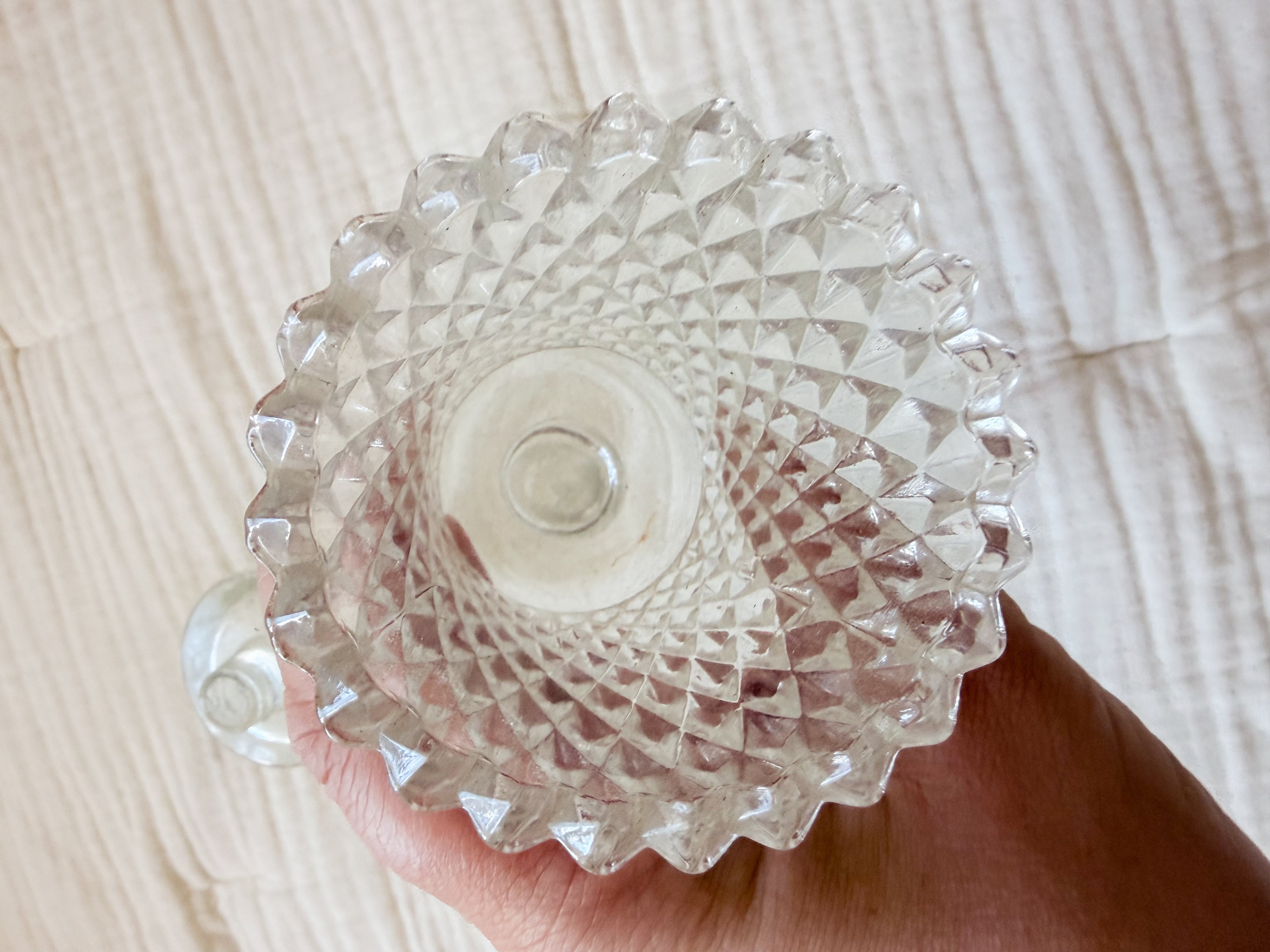 Pair of Clear Glass Peg Votives