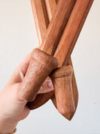 Pair of Wooden Sconce Candle Holders
