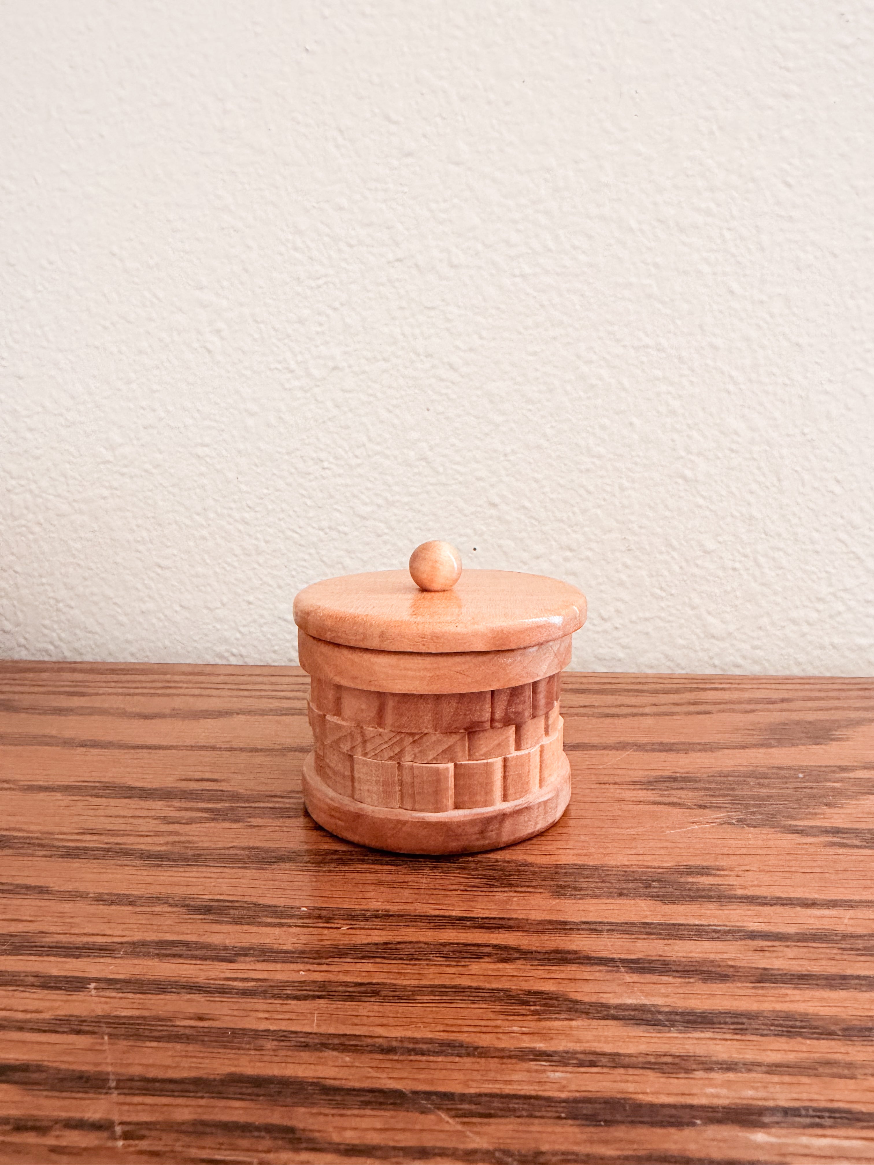 Wooden Woven Trinket Box