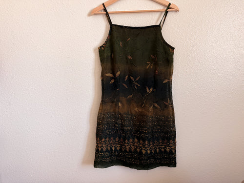 90s Green Crinkle Dress - Size S/M