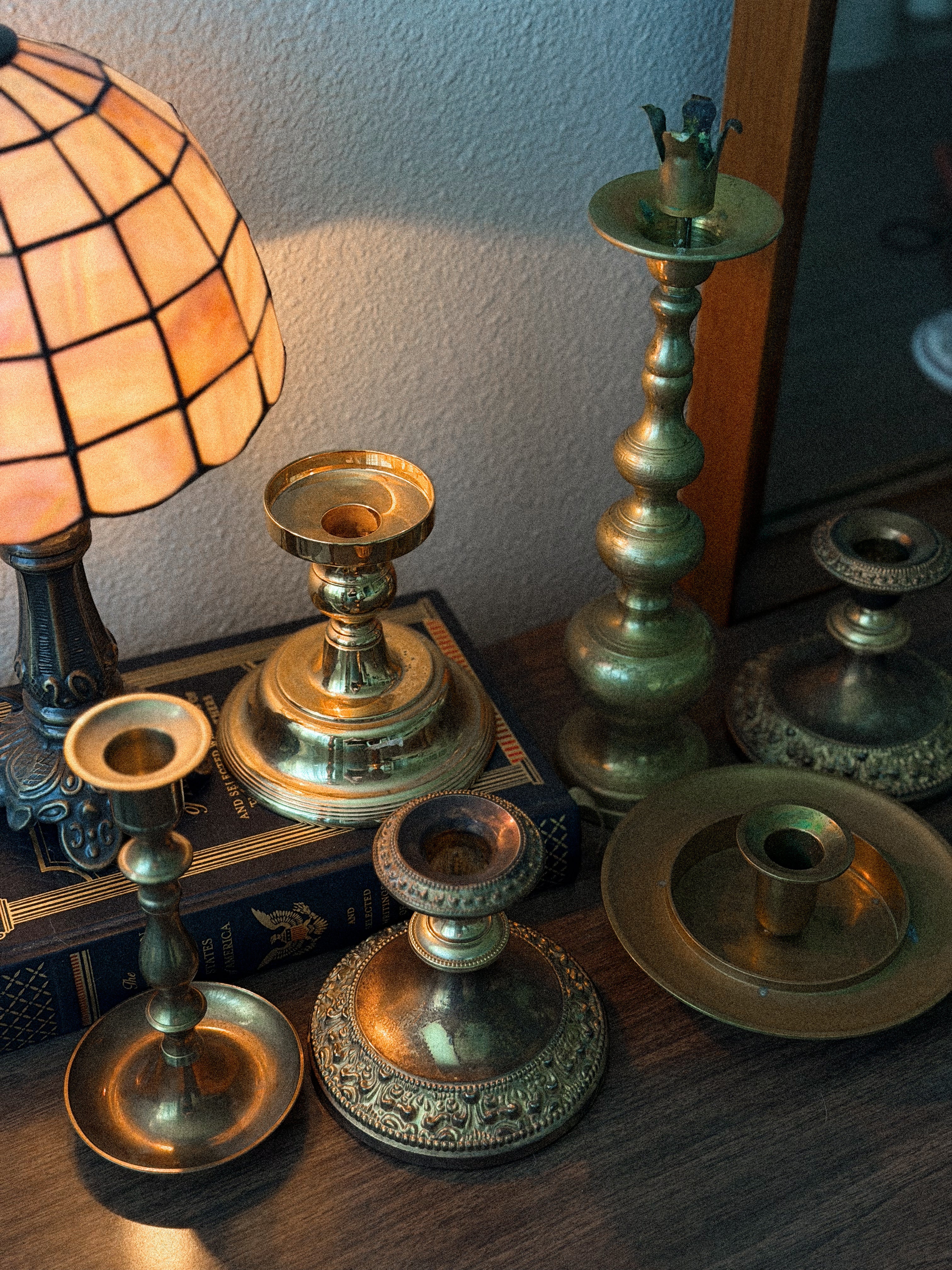 Mismatched Brass Candleholders