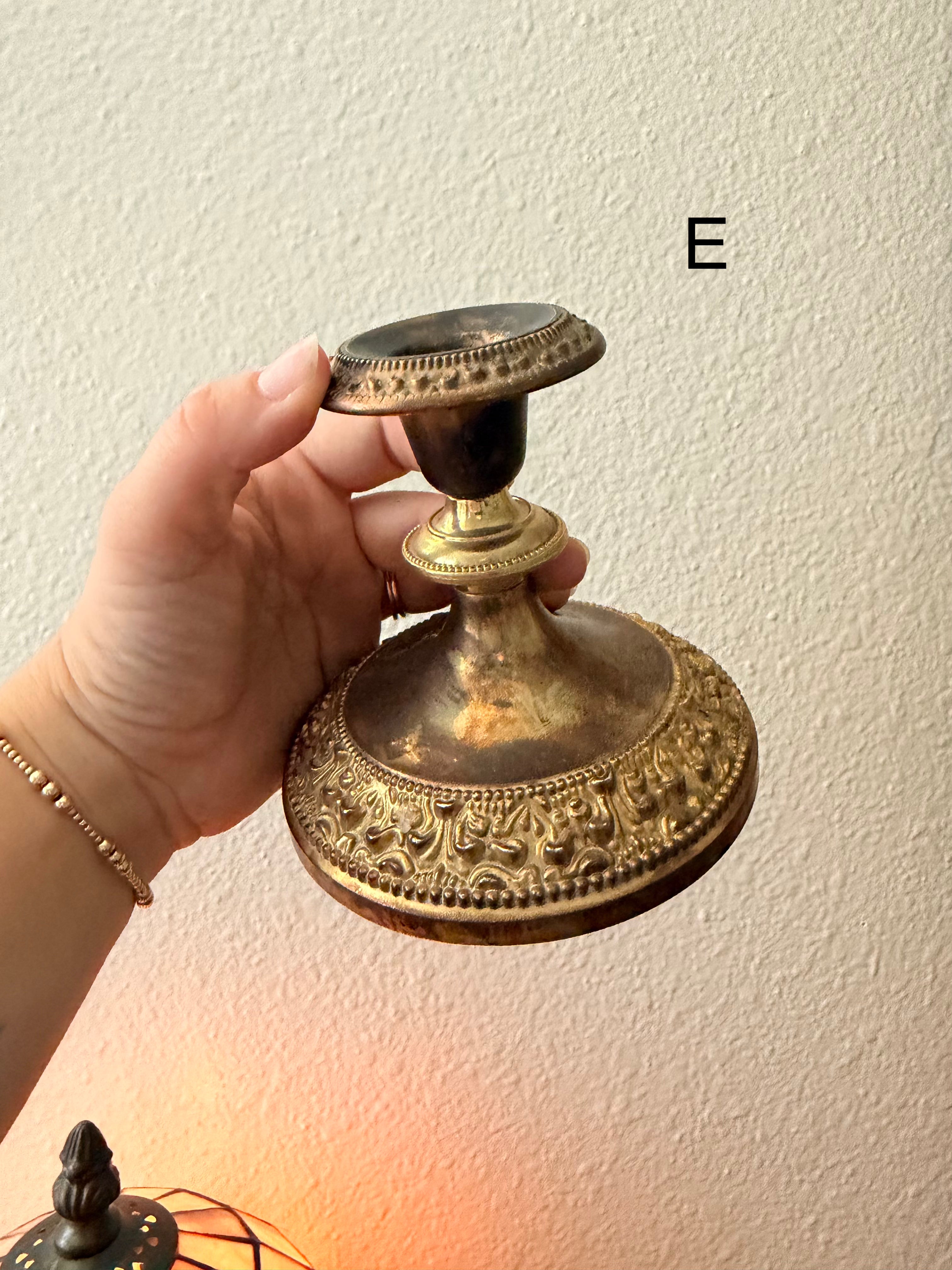 Mismatched Brass Candleholders