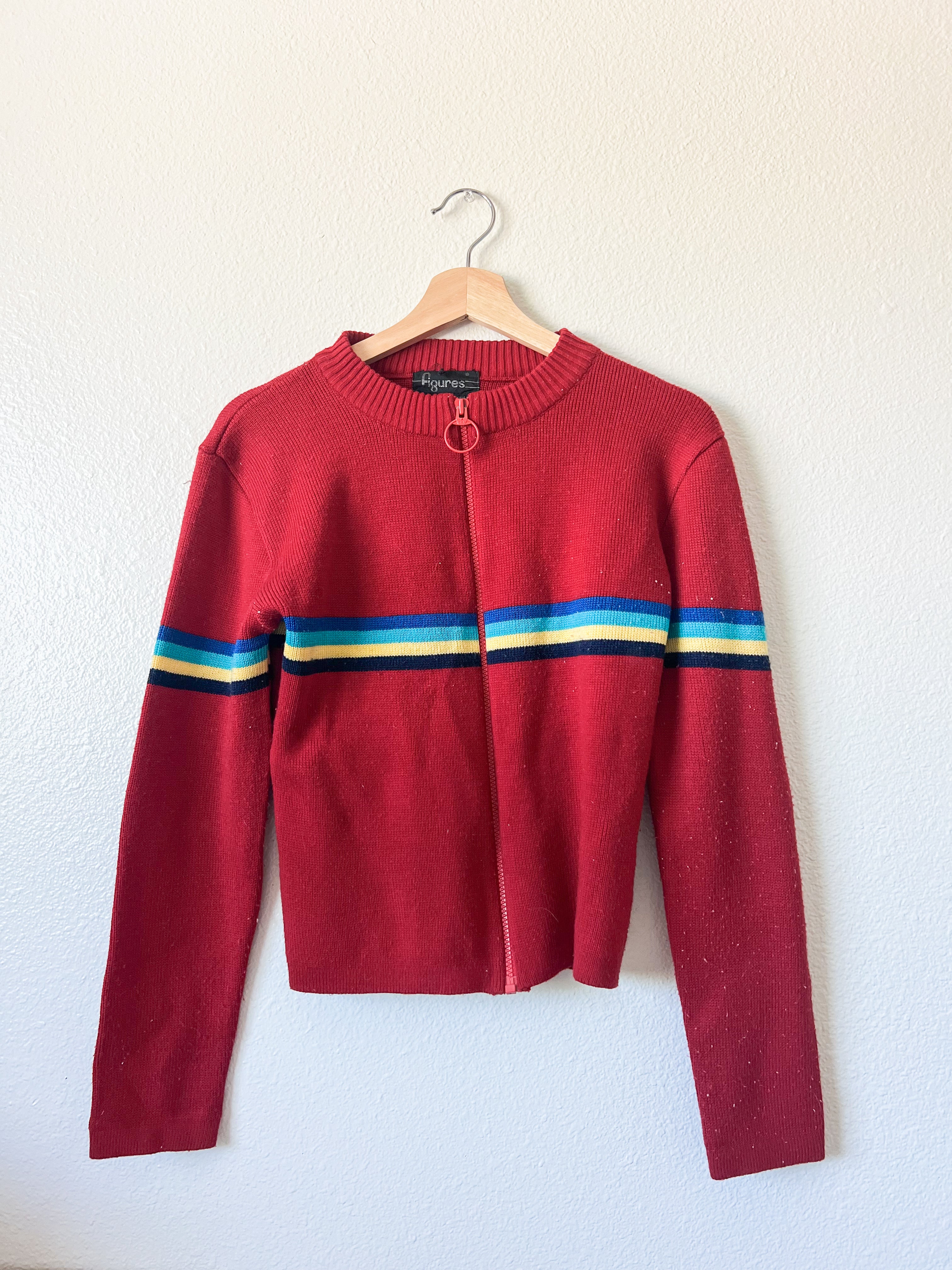 Zip Up Rainbow Cardigan - Size M