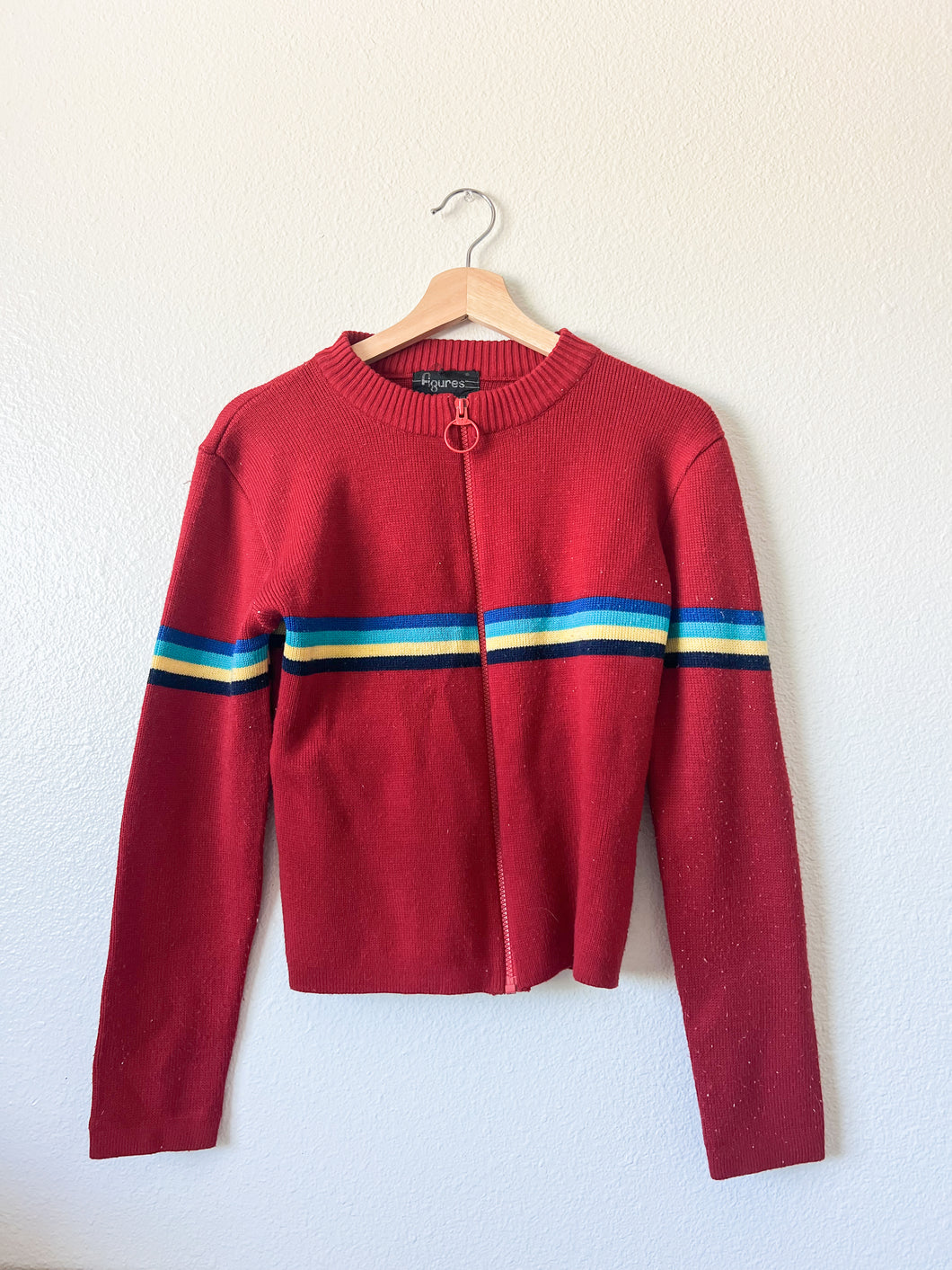 Zip Up Rainbow Cardigan - Size M