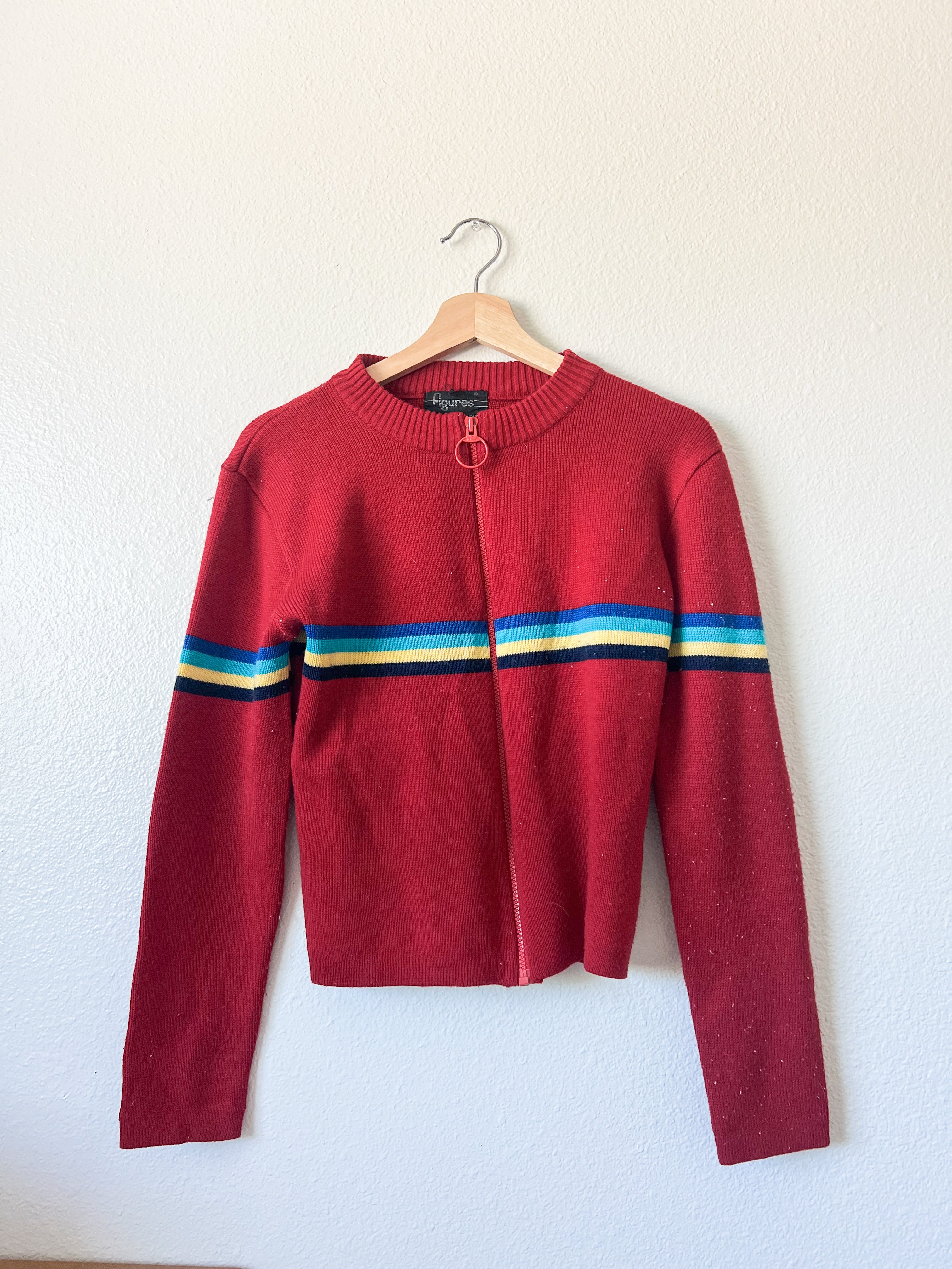 Zip Up Rainbow Cardigan - Size M