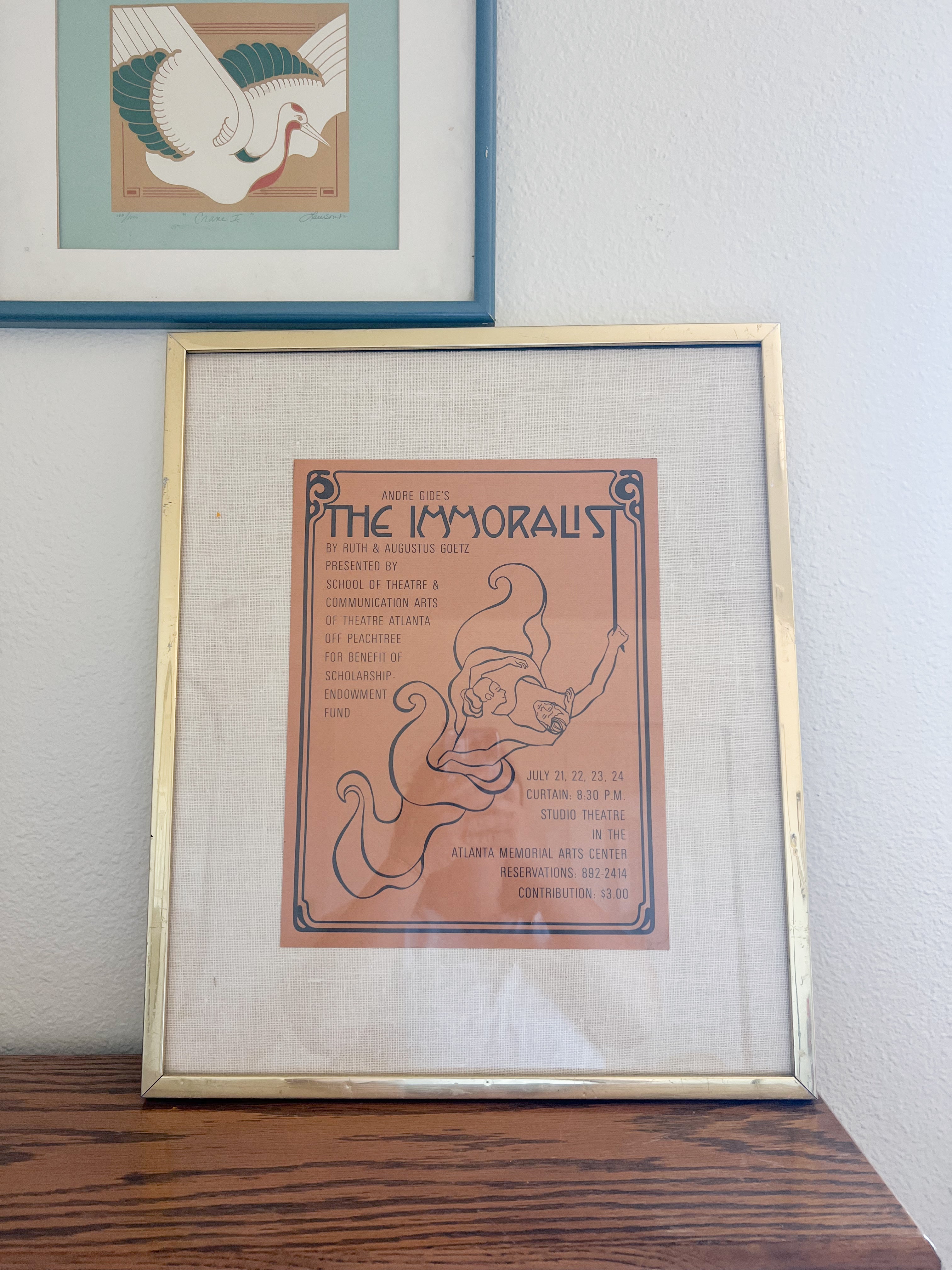 Large Framed "The Immoralist" Playbill