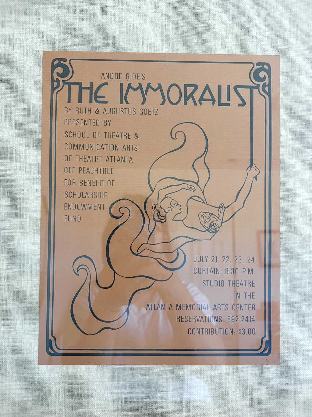 Large Framed "The Immoralist" Playbill