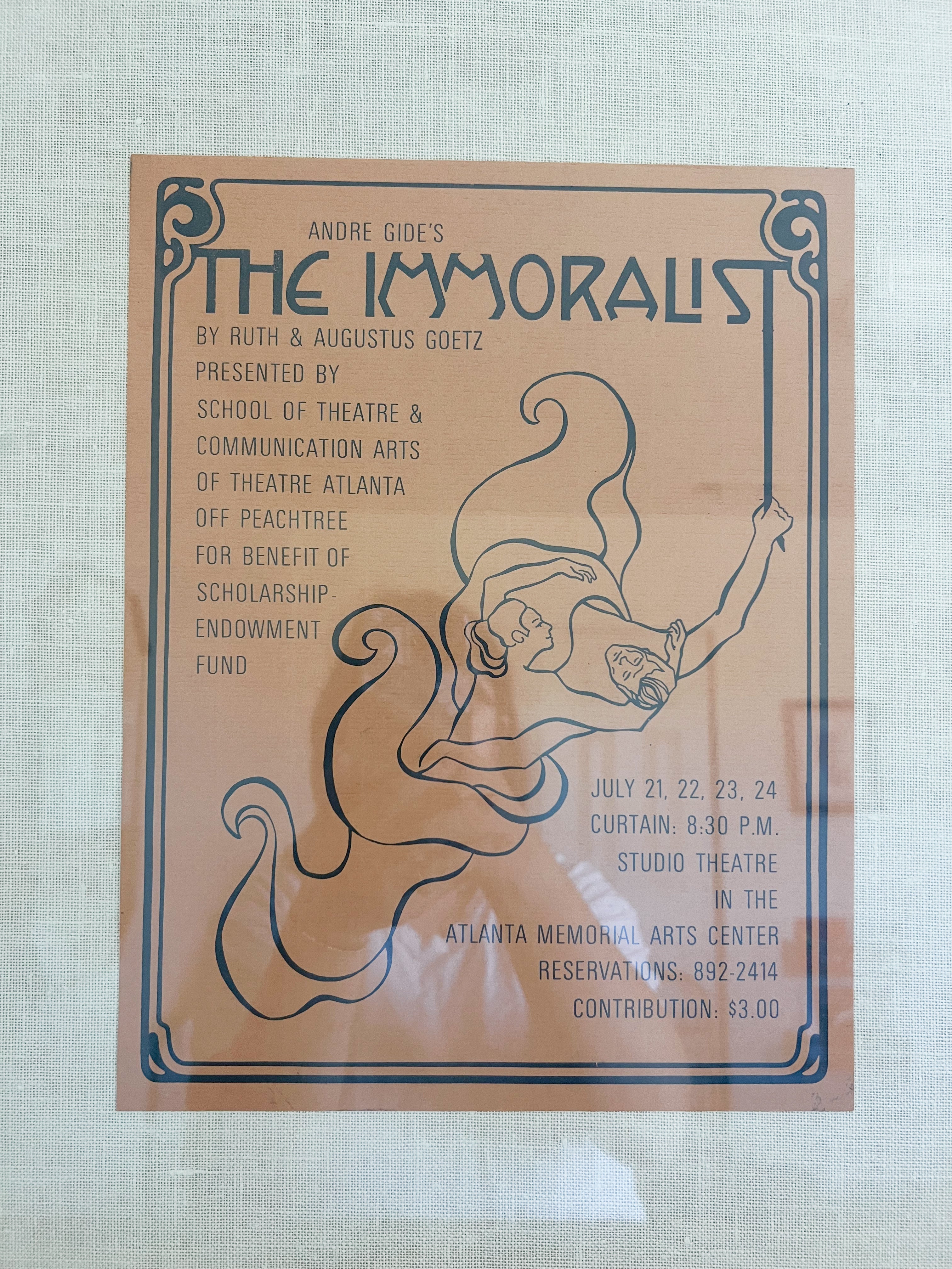 Large Framed "The Immoralist" Playbill