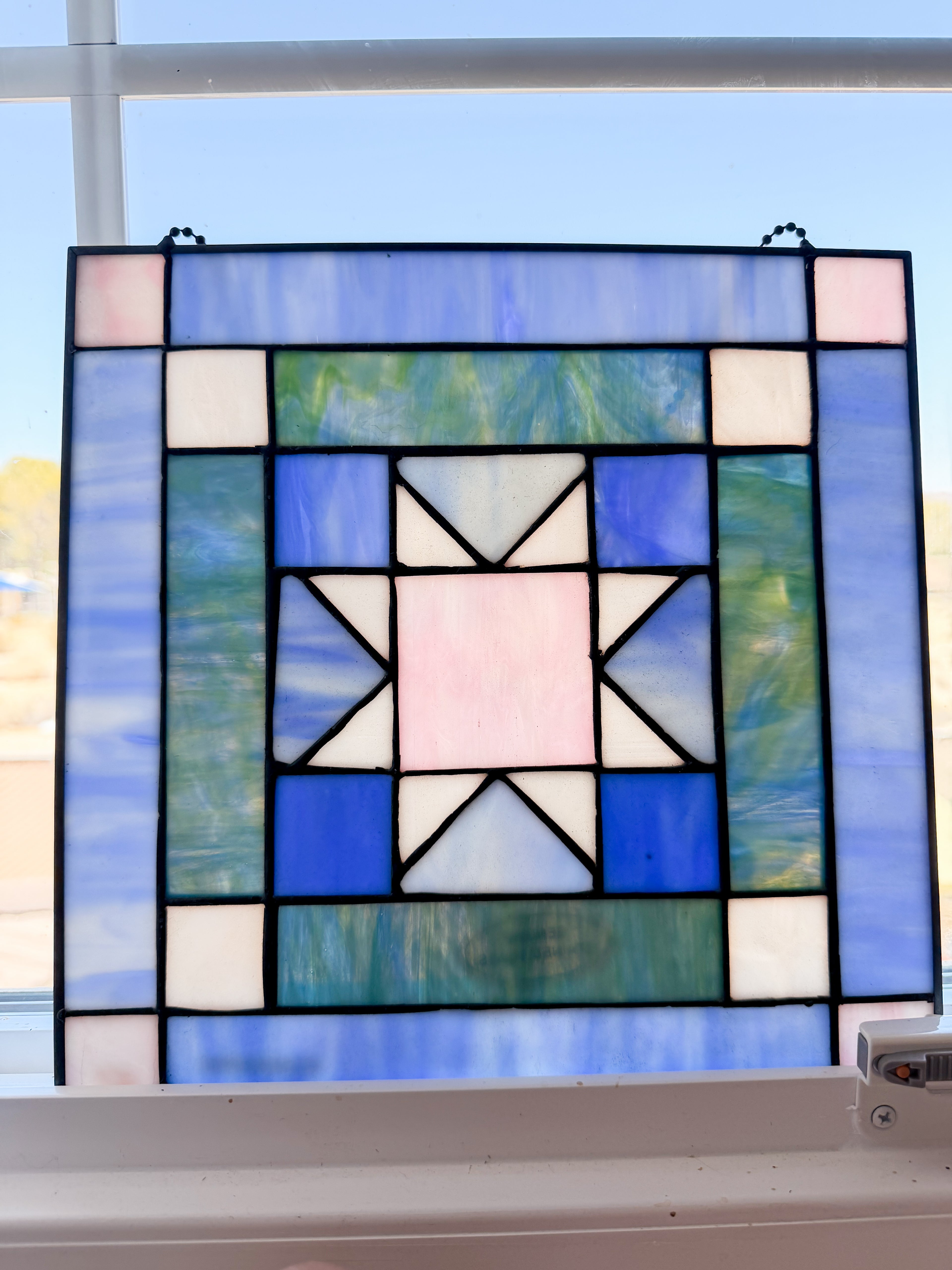 Blue Glass Hanging Panel