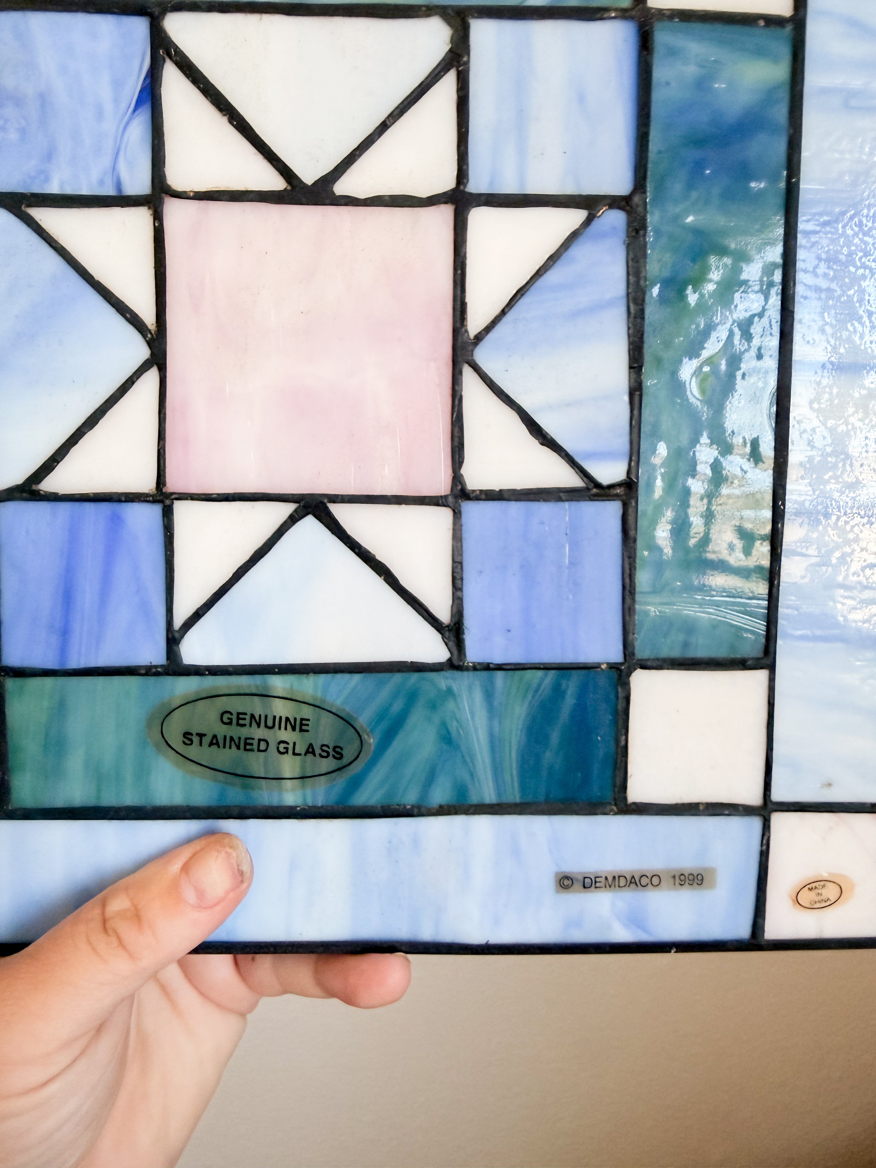 Blue Glass Hanging Panel
