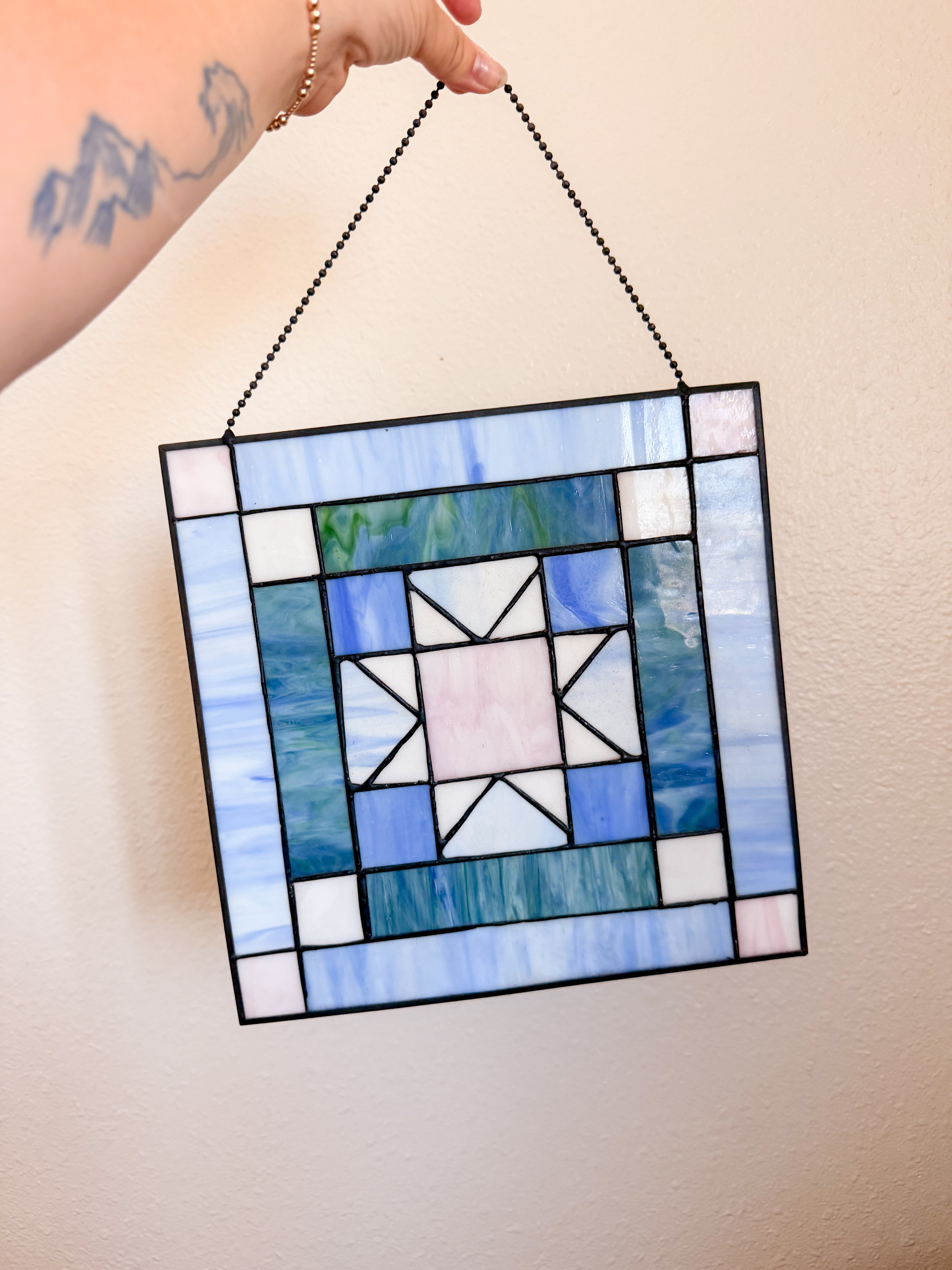 Blue Glass Hanging Panel