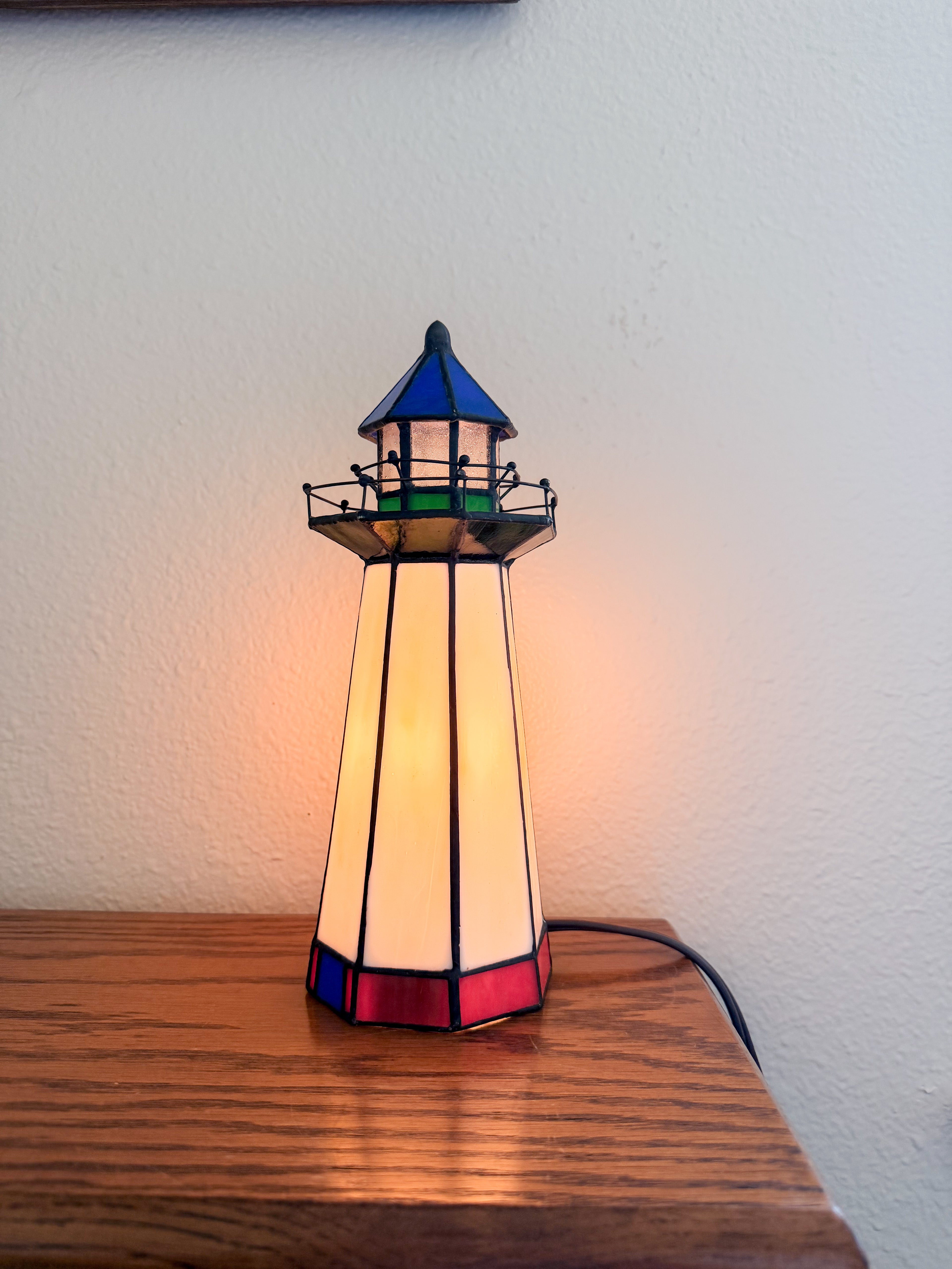Stained Glass Lighthouse Lamp