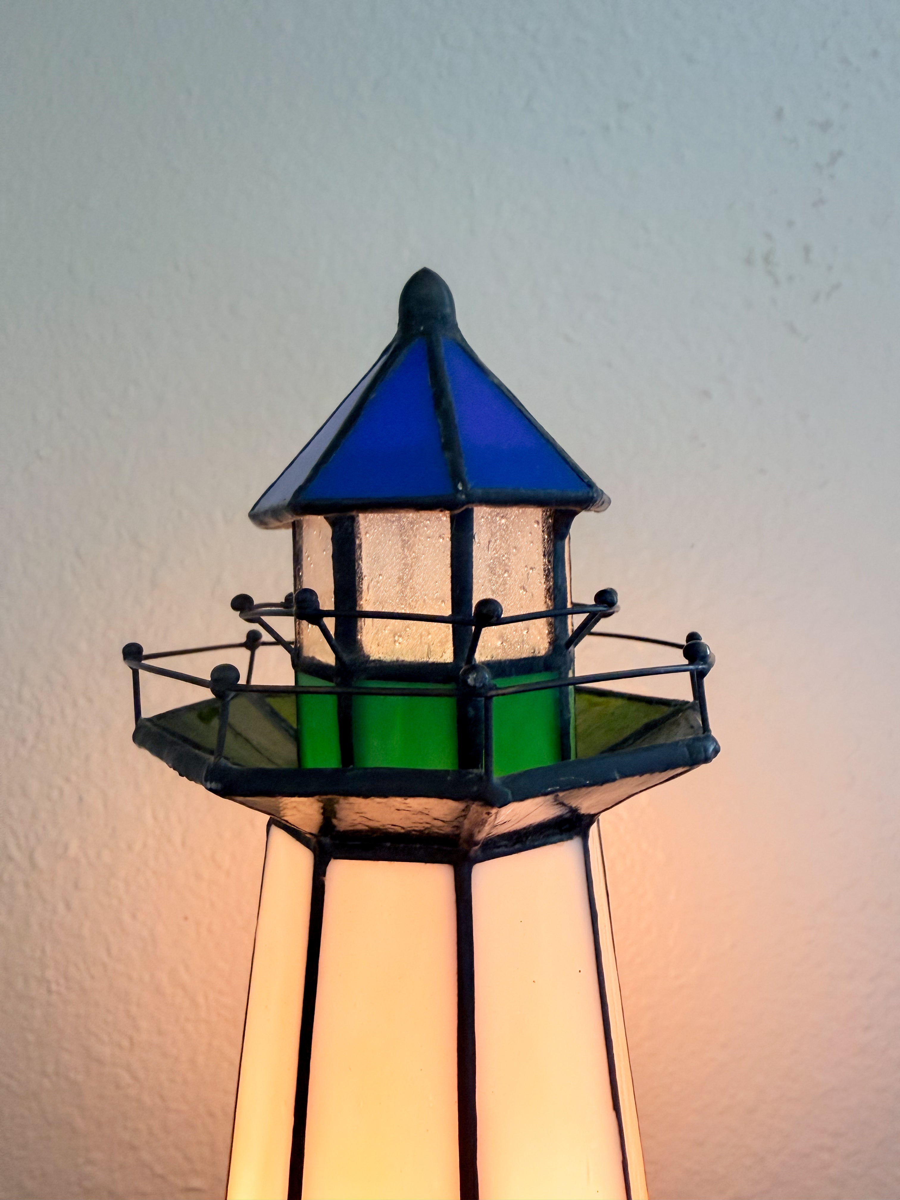 Stained Glass Lighthouse Lamp
