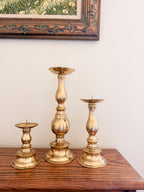 Brass Pillar Candle Holder Set