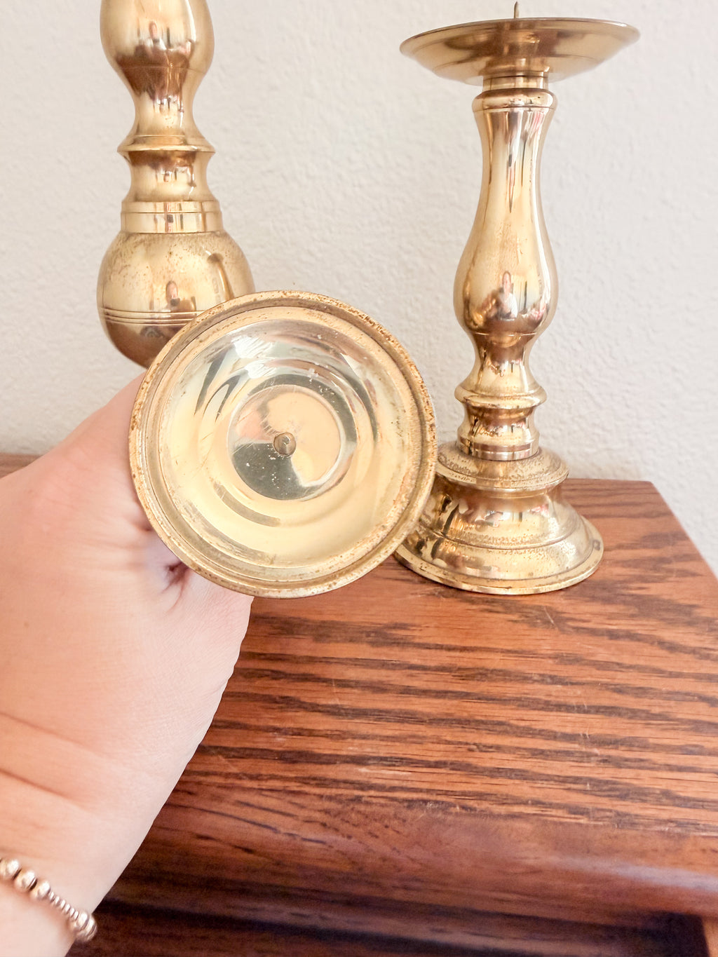 Brass Pillar Candle Holder Set