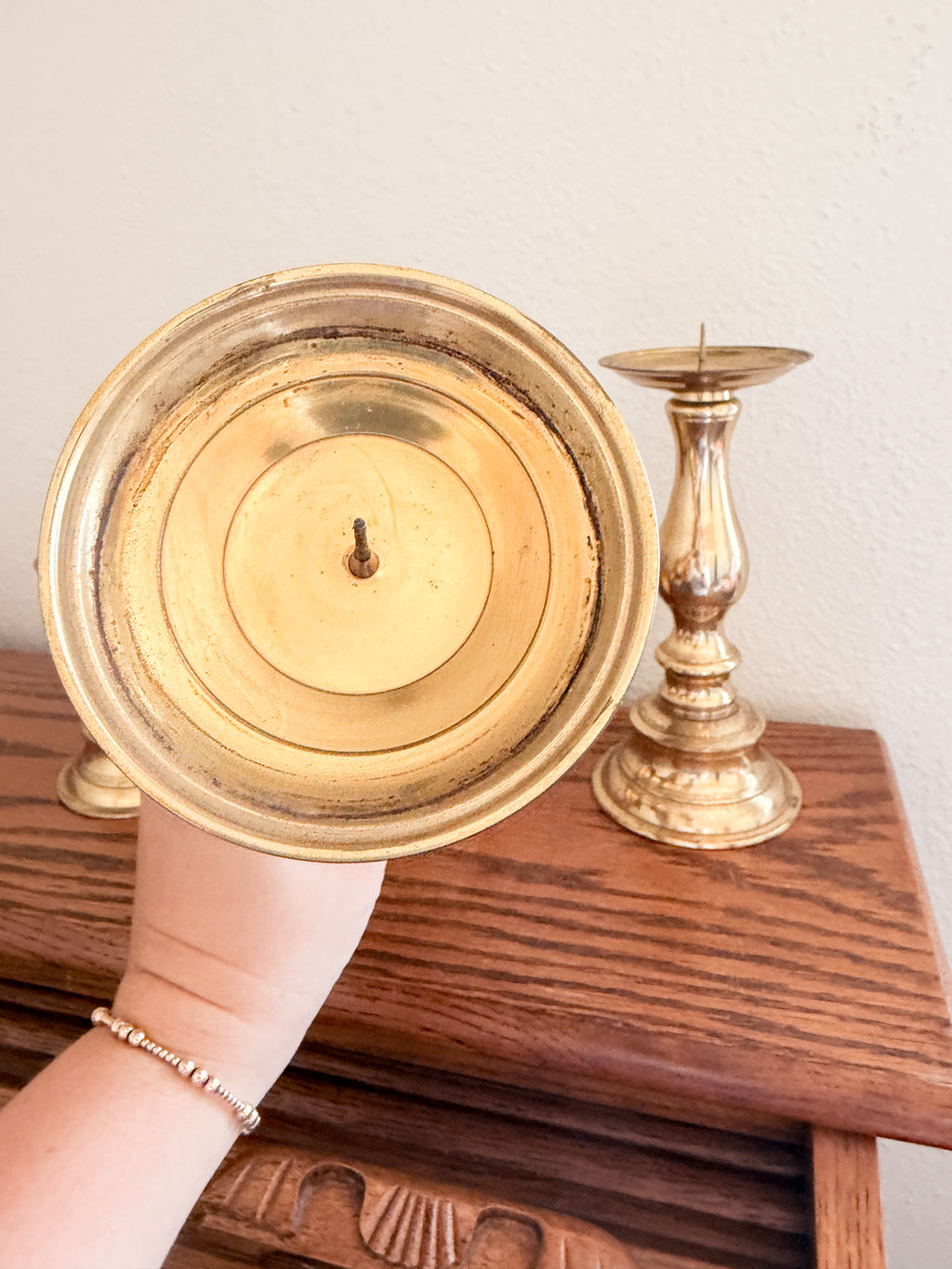 Brass Pillar Candle Holder Set