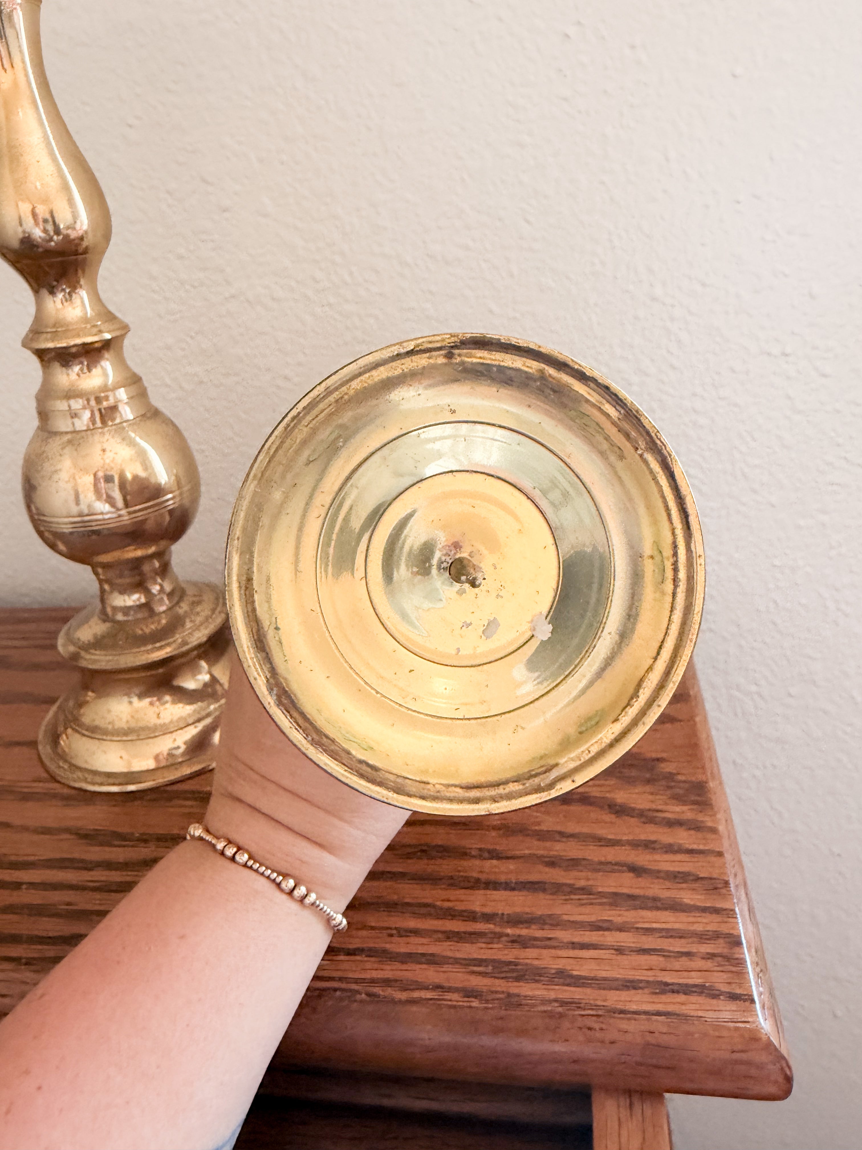 Brass Pillar Candle Holder Set