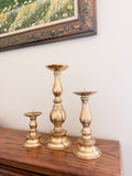 Brass Pillar Candle Holder Set