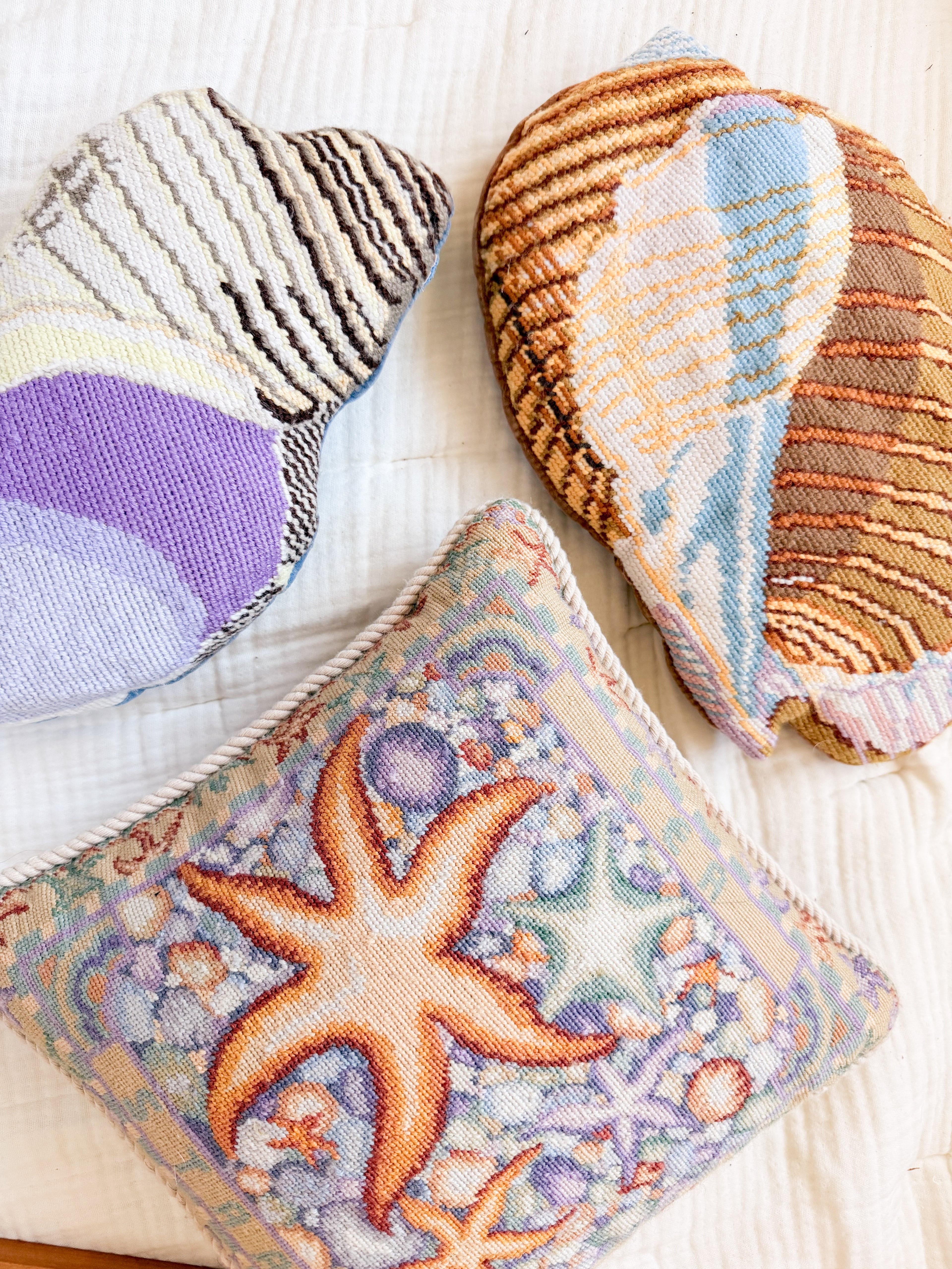 Needlepoint Seashell Pillows