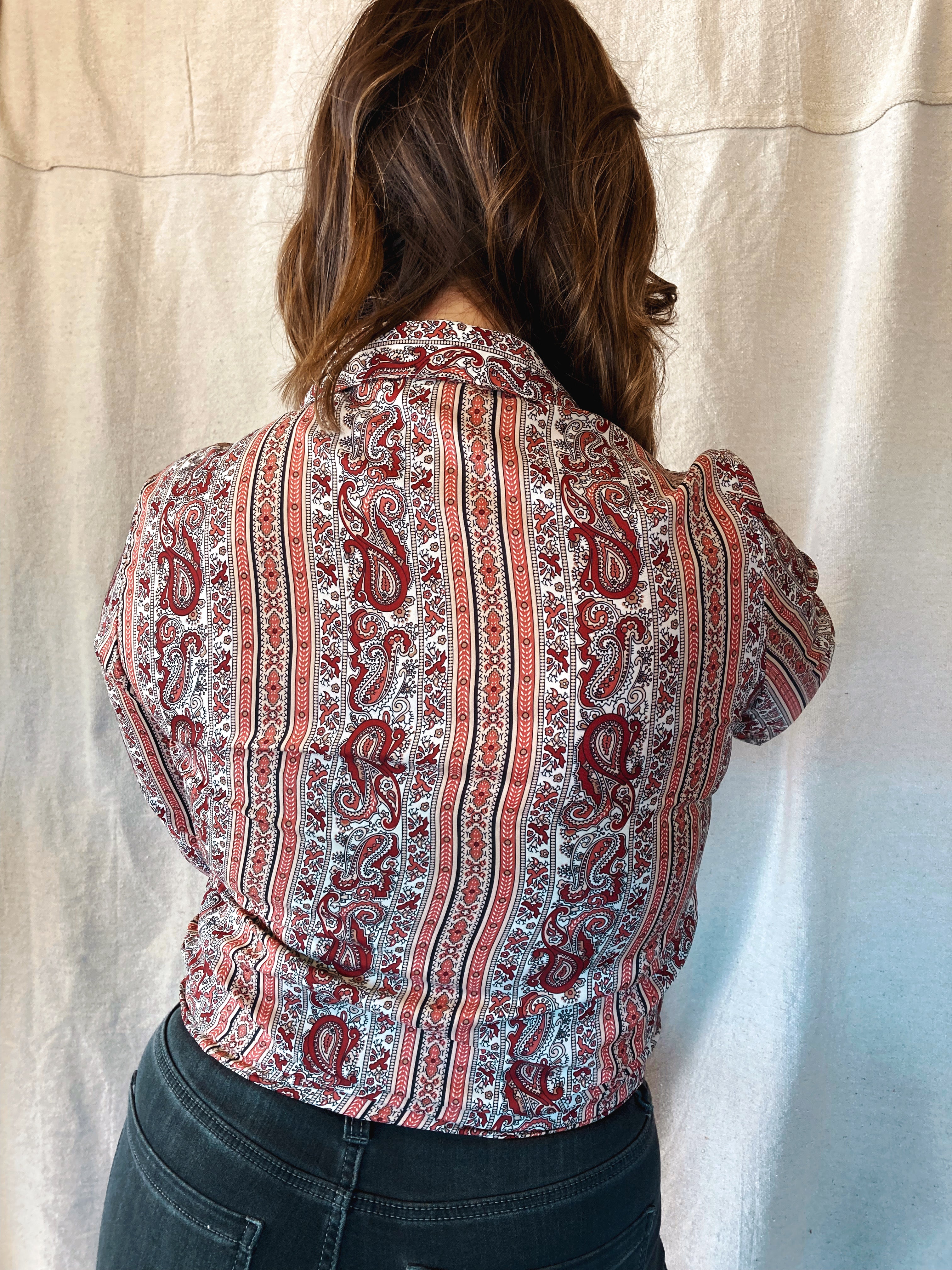 Silk Paisley Button Down - Size Small
