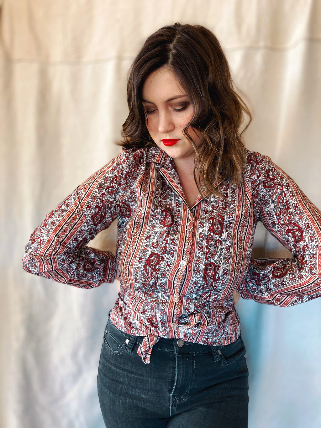 Silk Paisley Button Down - Size Small