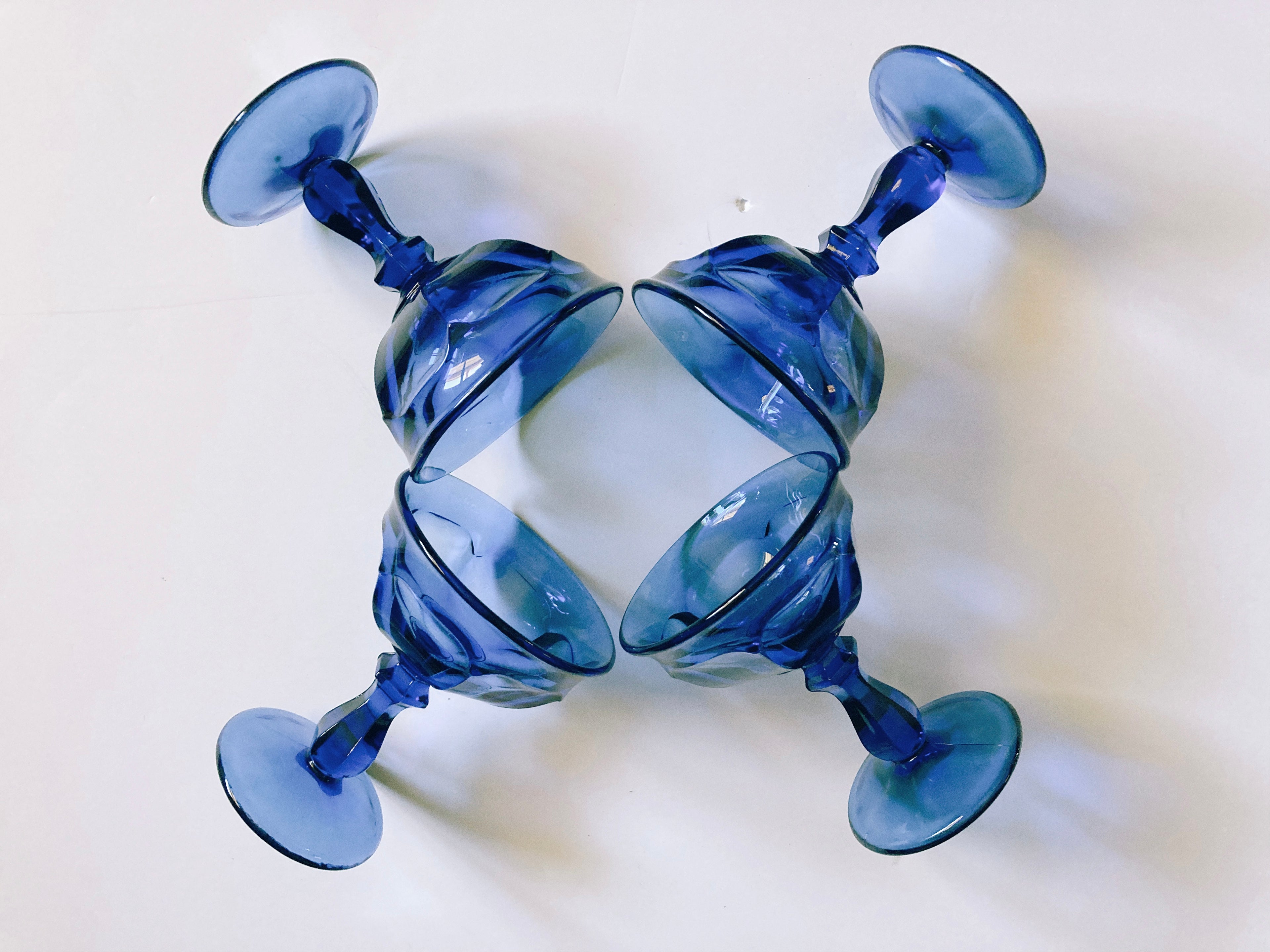 Set of Four Blue Coupe Glasses