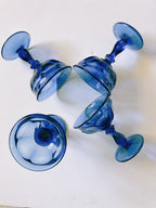 Set of Four Blue Coupe Glasses