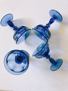 Set of Four Blue Coupe Glasses