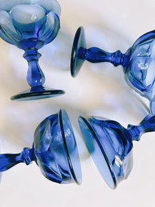 Set of Four Blue Coupe Glasses