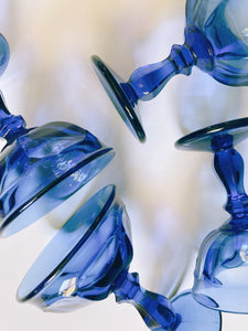 Set of Four Blue Coupe Glasses