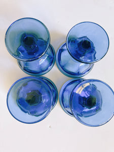 Set of Four Blue Coupe Glasses
