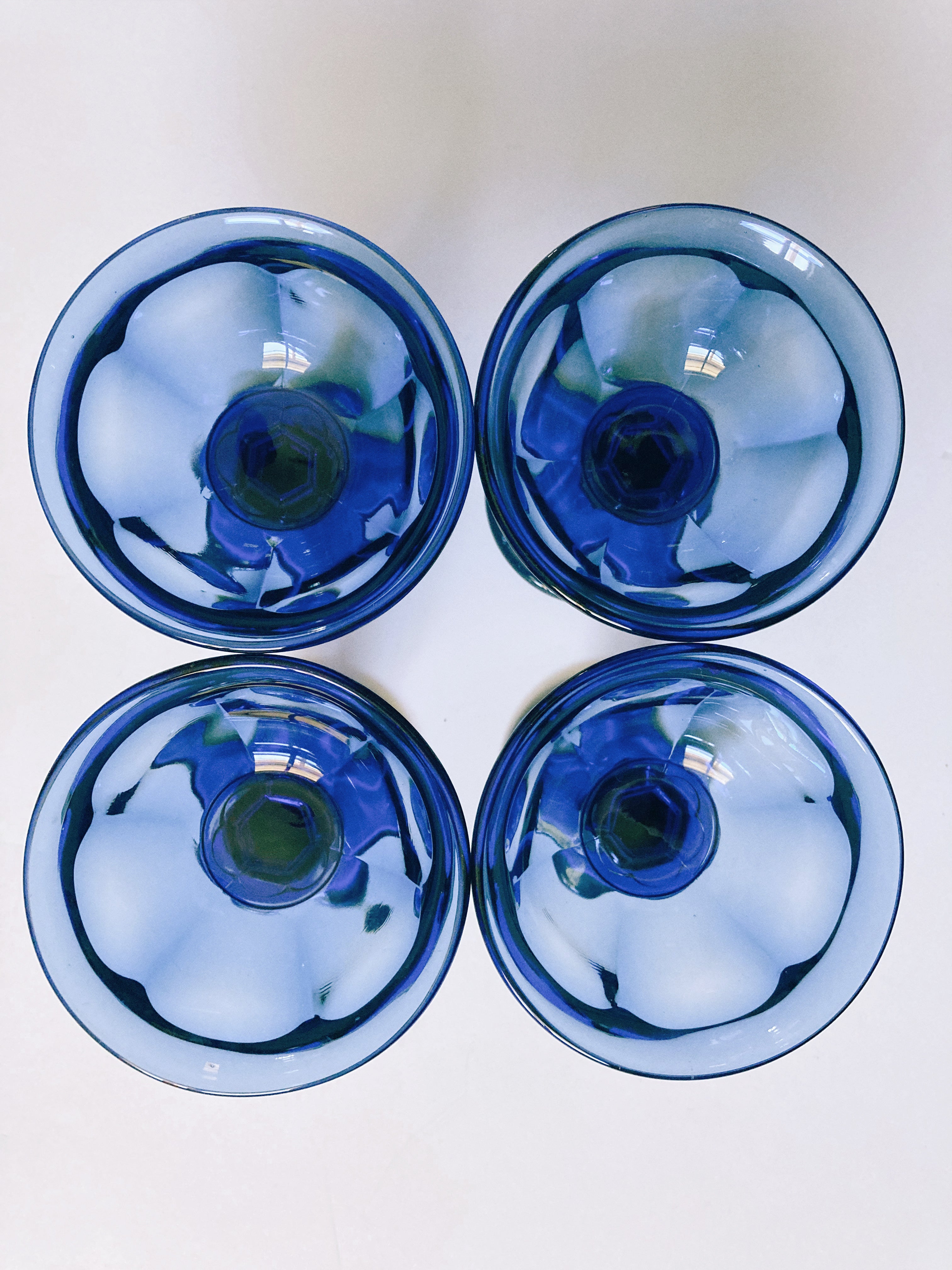 Set of Four Blue Coupe Glasses