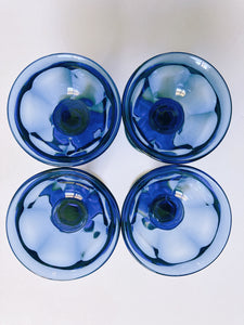 Set of Four Blue Coupe Glasses