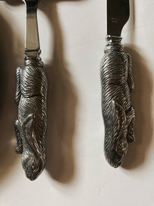 Marble Cheese Plate with Rabbit Knives
