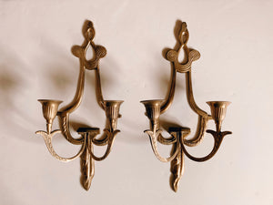 Pair of Gold Wall Sconce Candle Holders