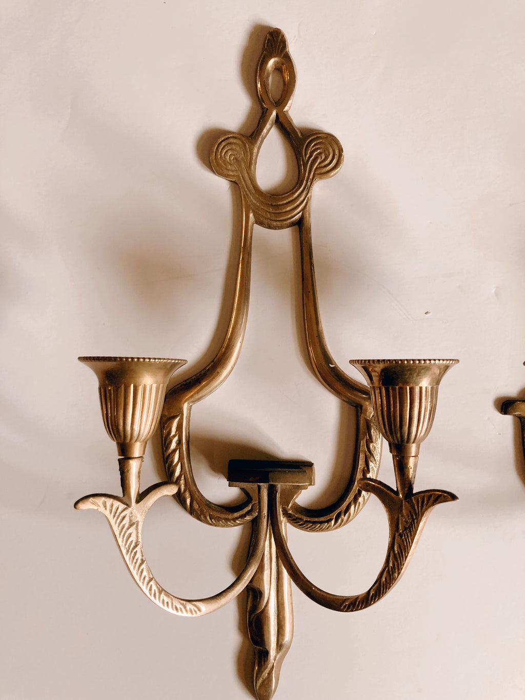 Pair of Gold Wall Sconce Candle Holders