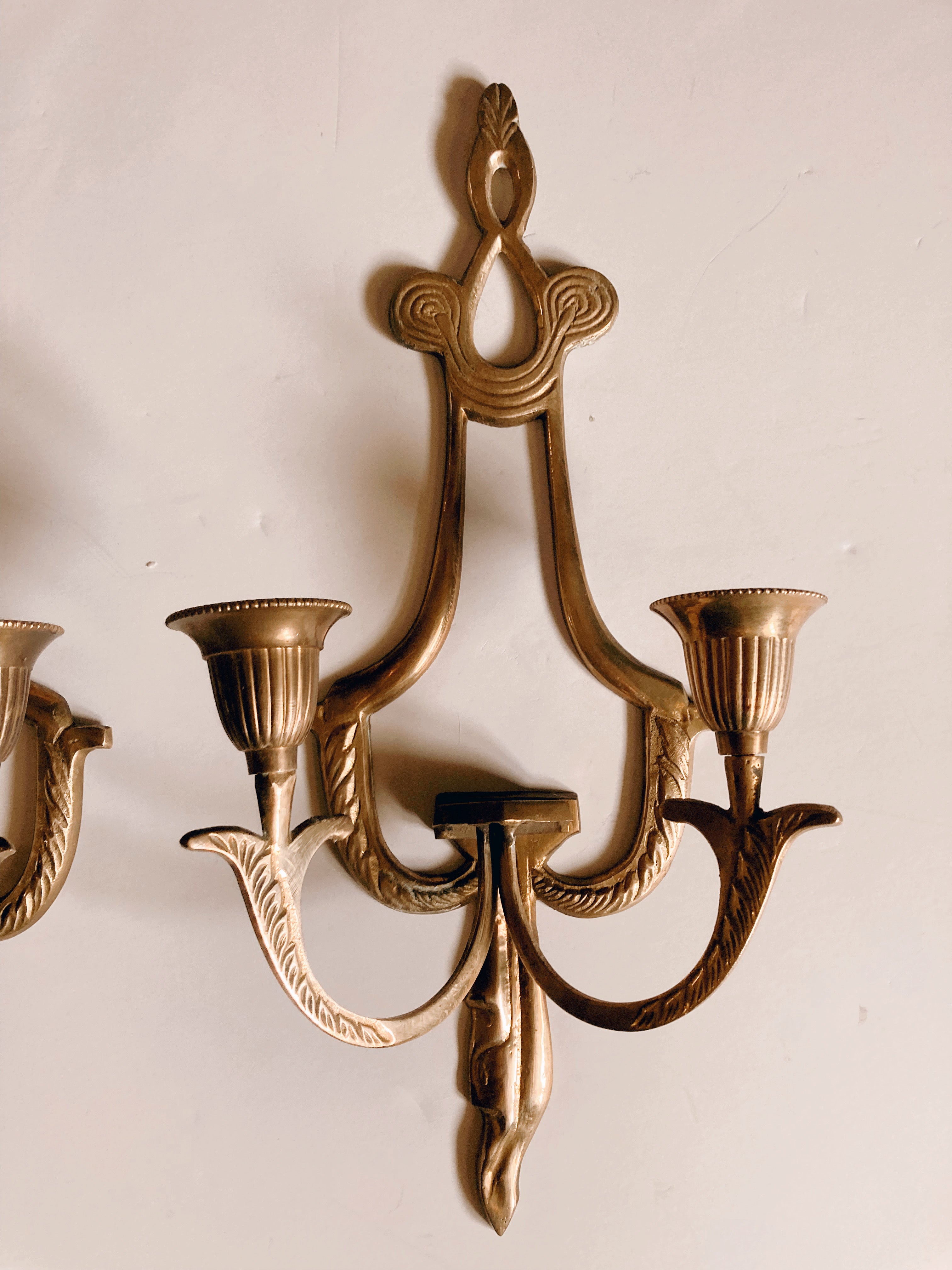 Pair of Gold Wall Sconce Candle Holders