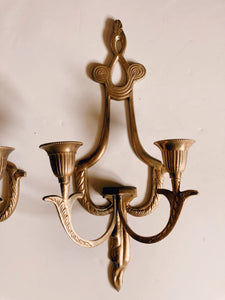 Pair of Gold Wall Sconce Candle Holders