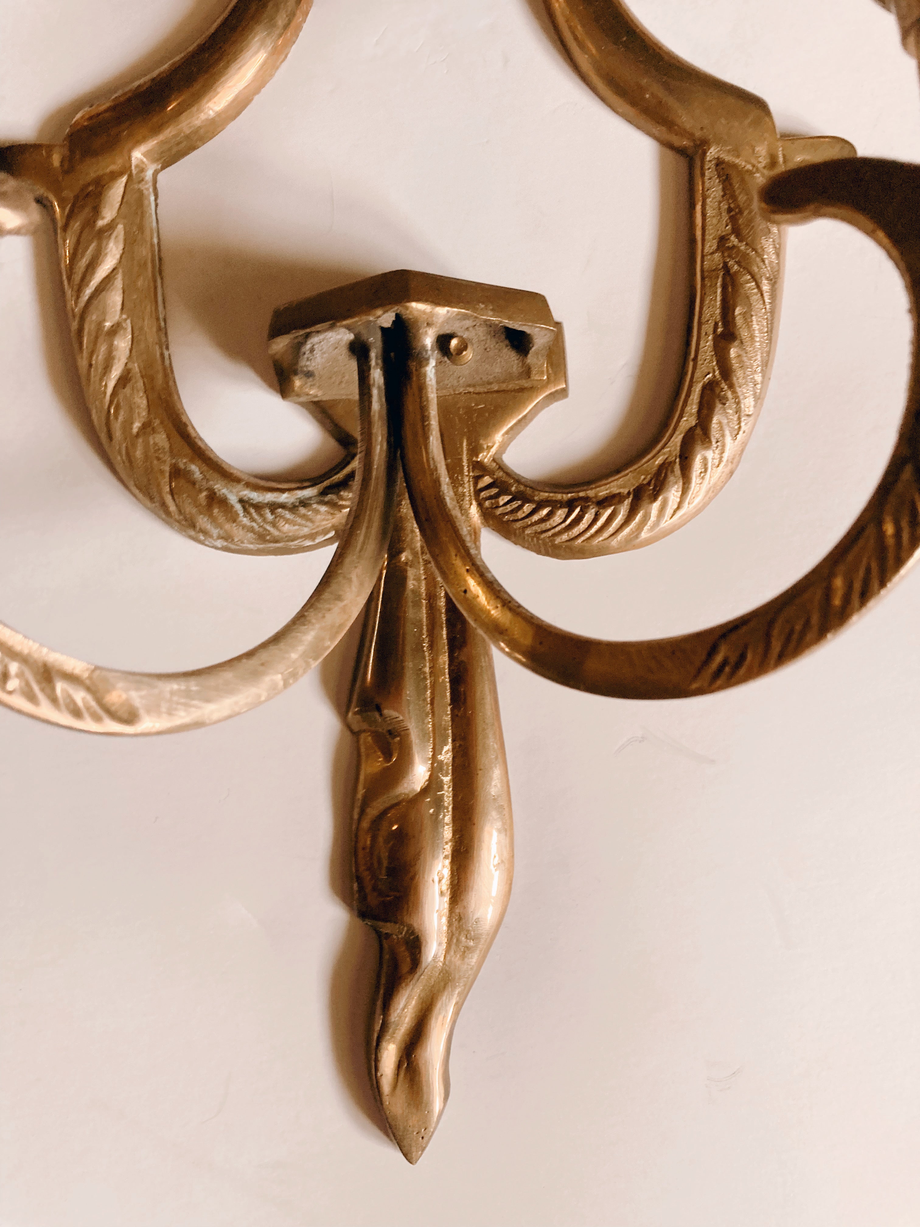 Pair of Gold Wall Sconce Candle Holders