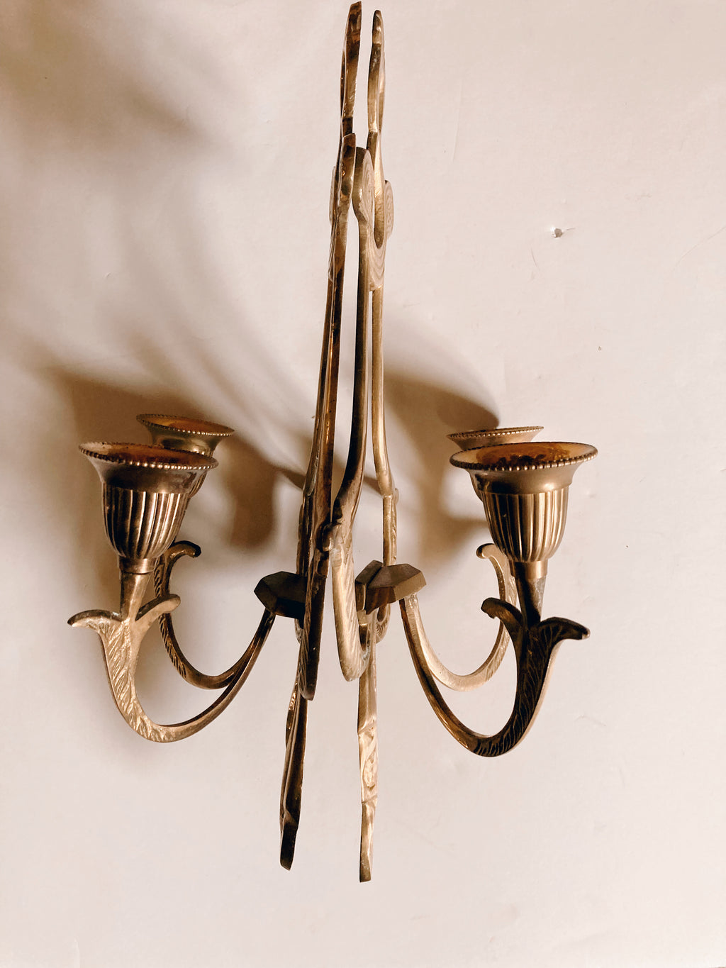 Pair of Gold Wall Sconce Candle Holders